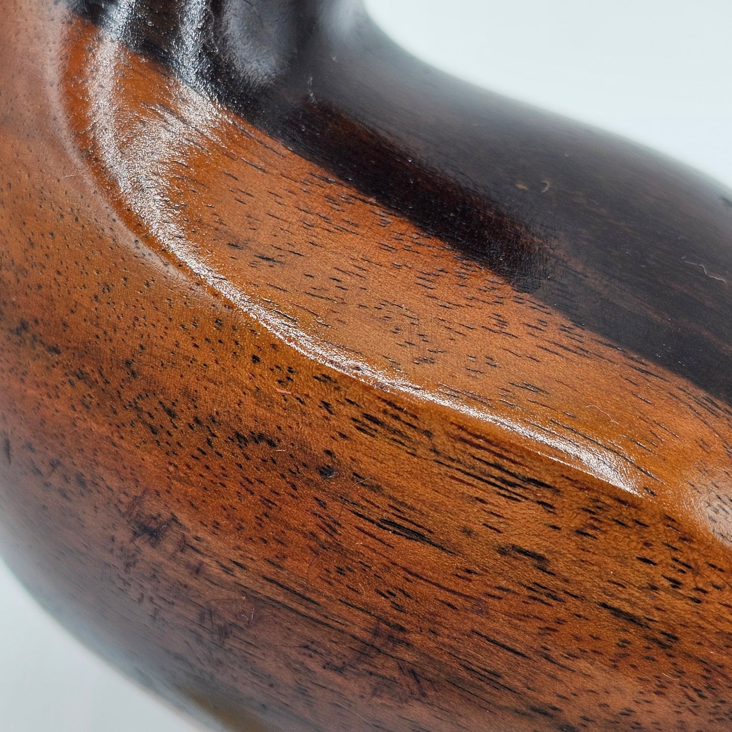 Vintage Carved and Polished Wooden Duck Figurine