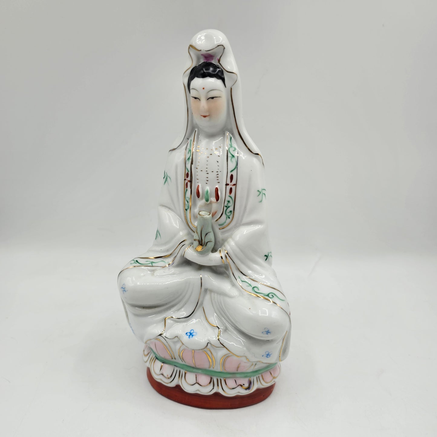 Guan Yin, Chinese Goddess of Mercy, Hand Painted Porcelain Figurine