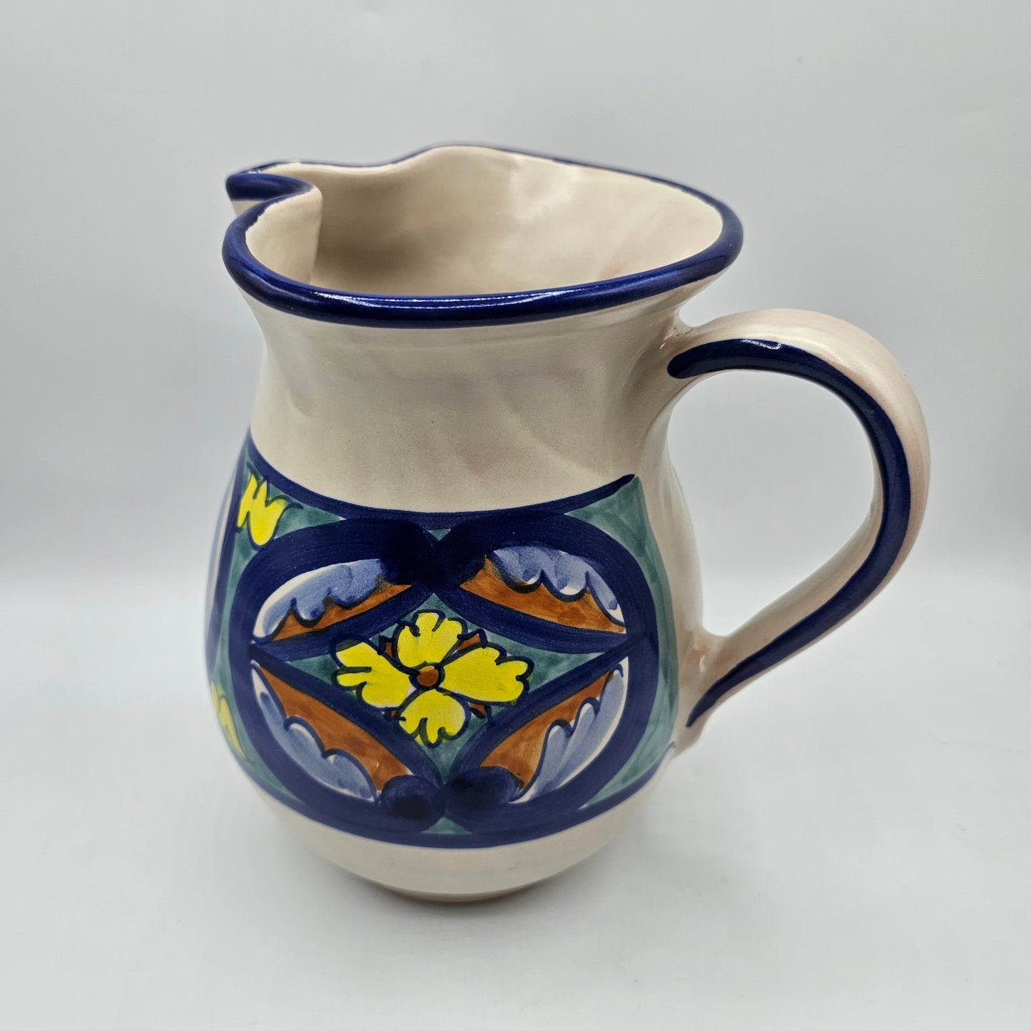 Hand Painted Ceramic Pitcher with Ice Lip - Made in Italy