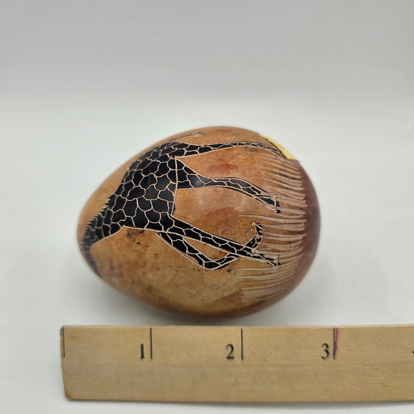 Carved Pink Soapstone Egg with Giraffe - Made in Kenya