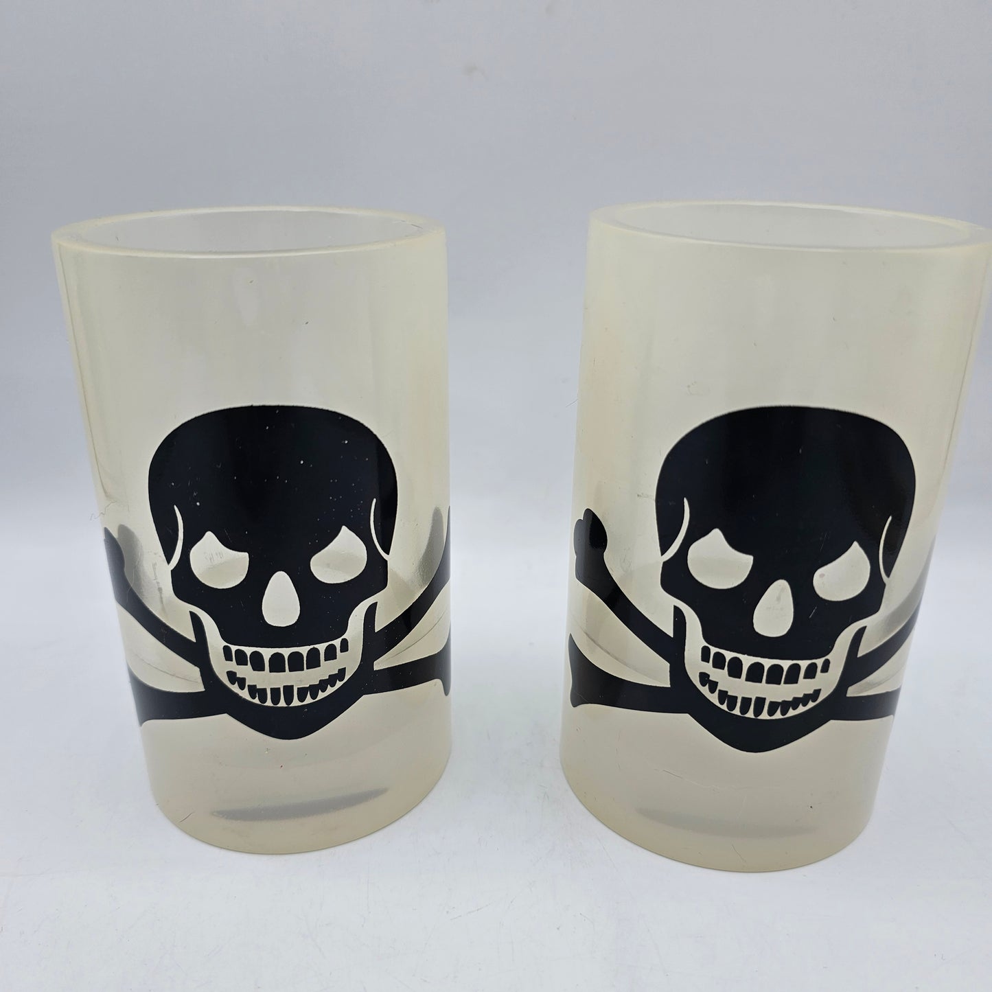 Old Navy UV Reactive Skull and Crossbones Votive Candle Holders (Pair)