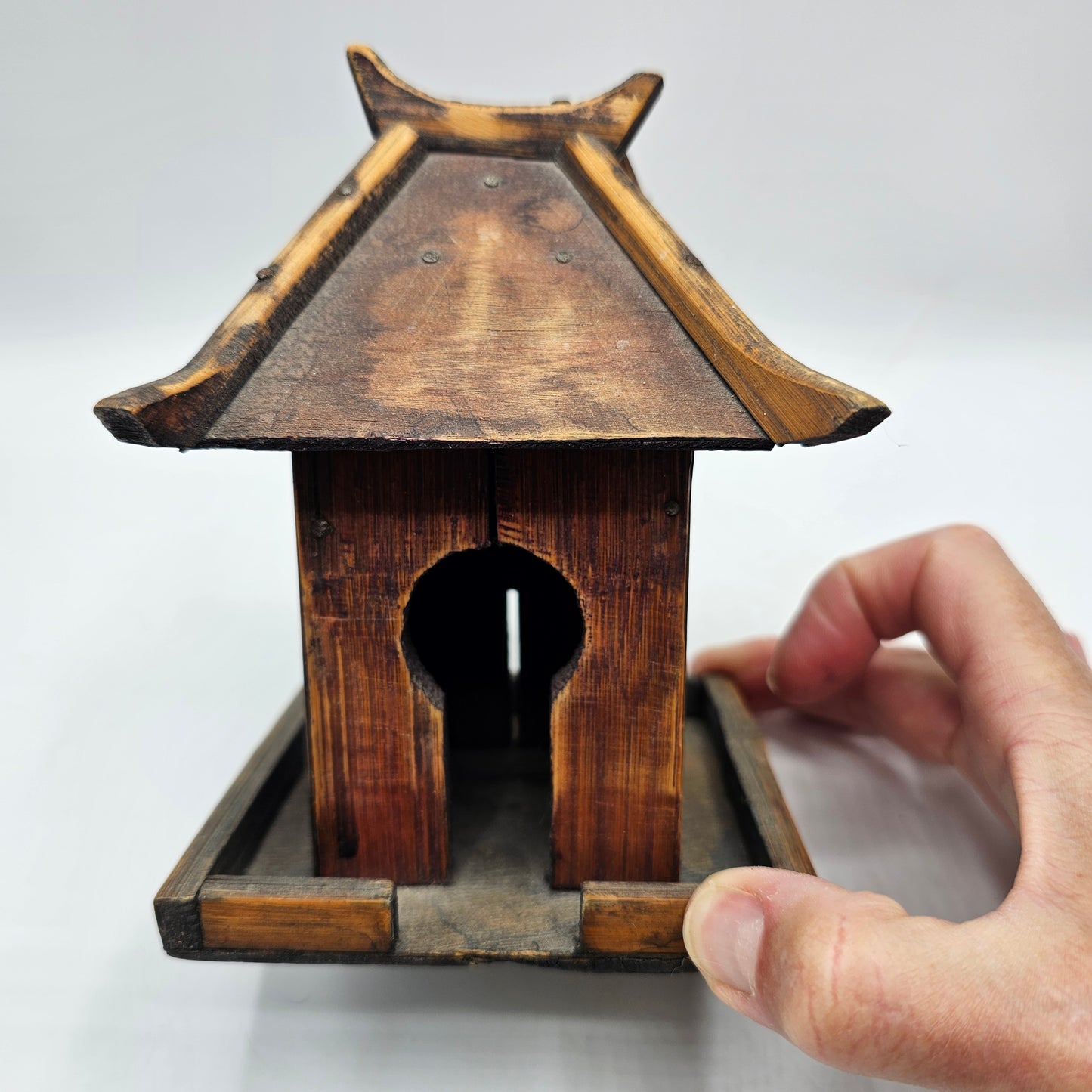 Thai Spirit House Bhuddist Temple Handcrafted from Wood with Keyhole Door