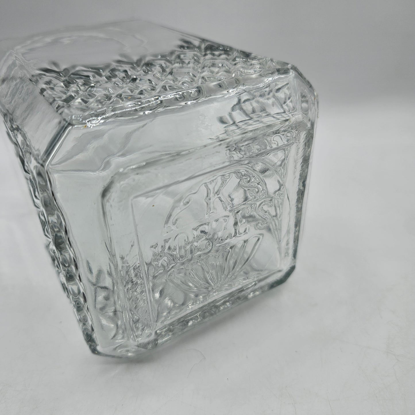 Vintage Koeze's Glass Candy / Apothecary Square Canister Lidded Jar