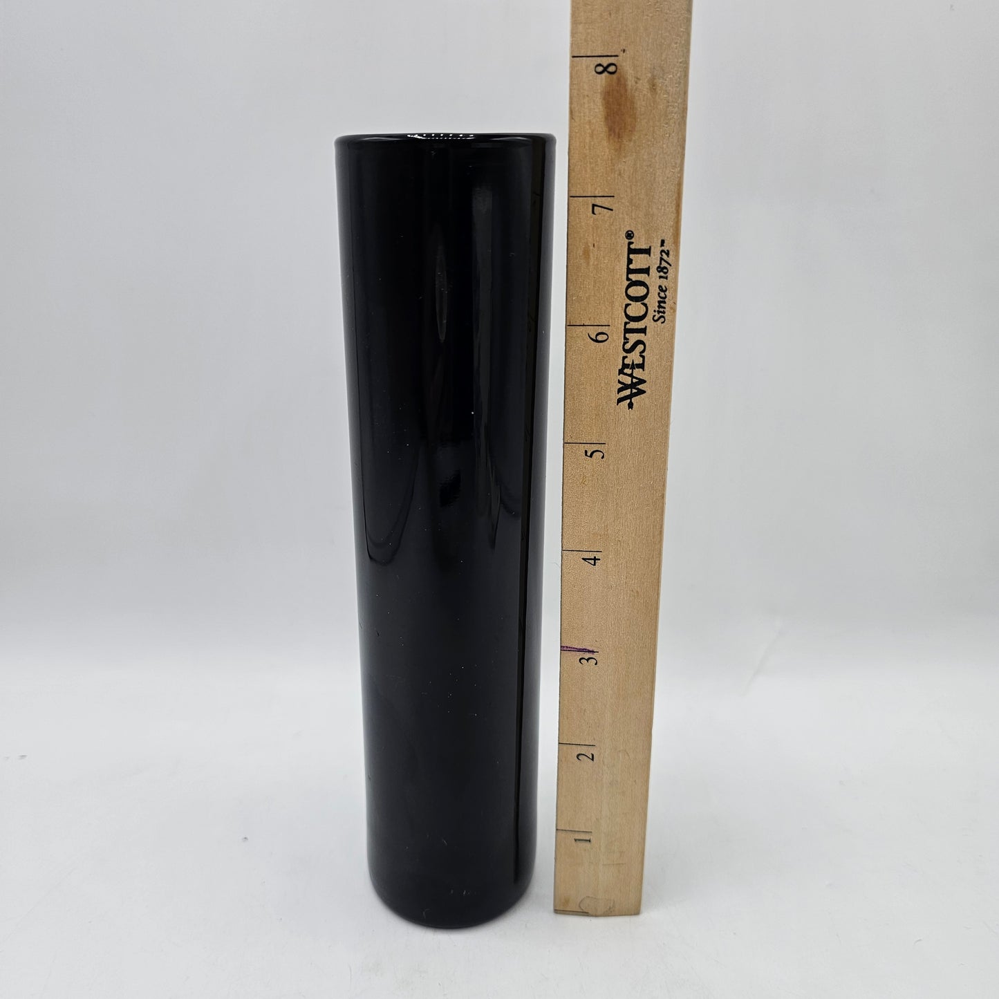 Libbey Black Glass Bud Vase 7.5"