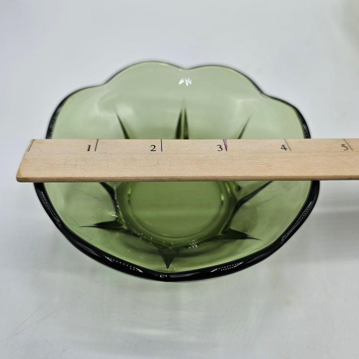 Vintage Anchor Hocking Swedish Modern Avocado Green Glass Chip and Dip Set