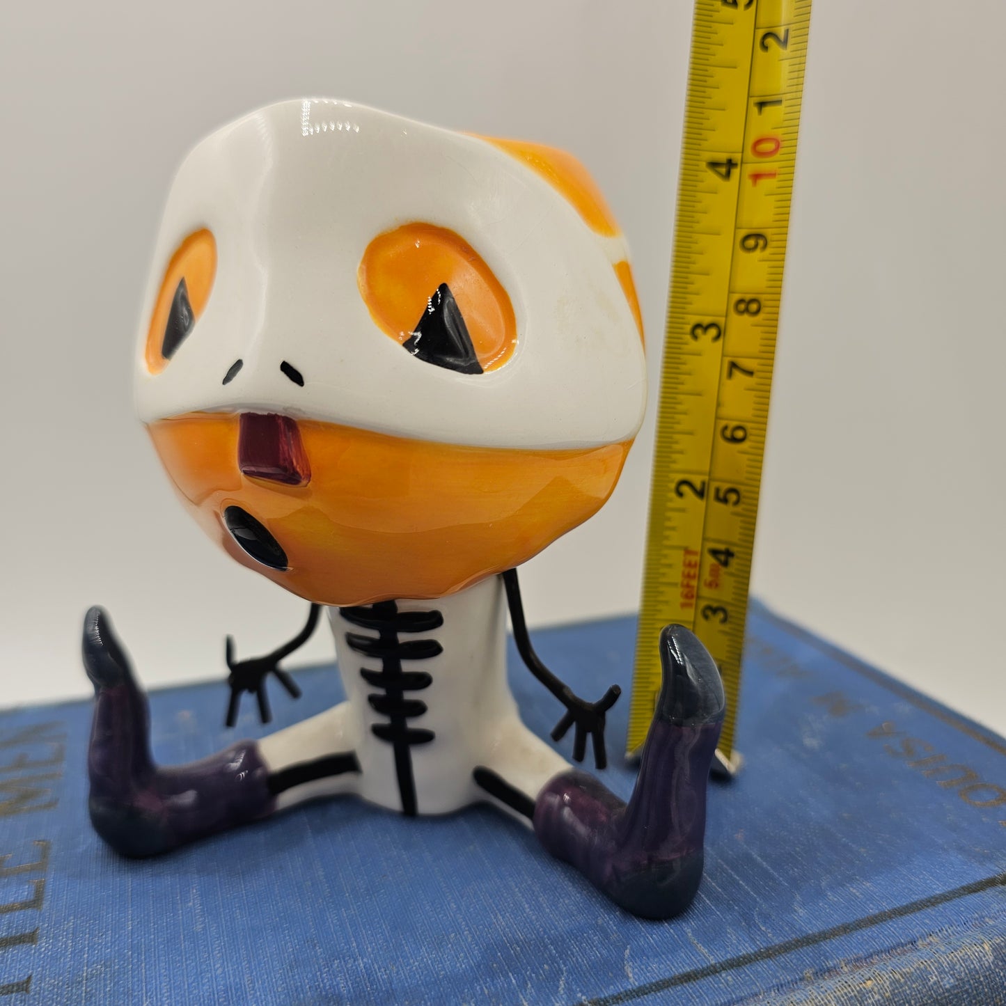 Whimsical Masked Jack O Lantern Pumpkin Tea Light Candle Holder