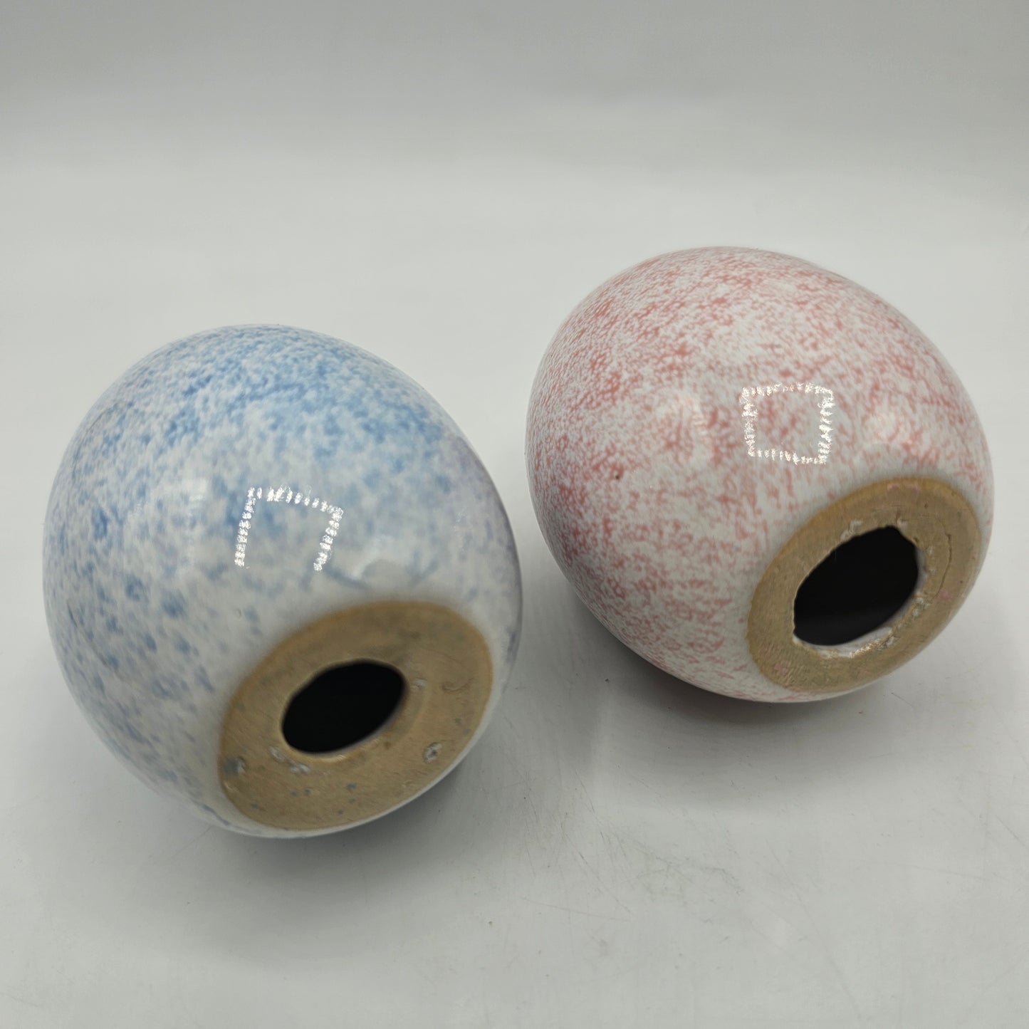 Pink and Blue Spongeware Style Ceramic Decorative Eggs