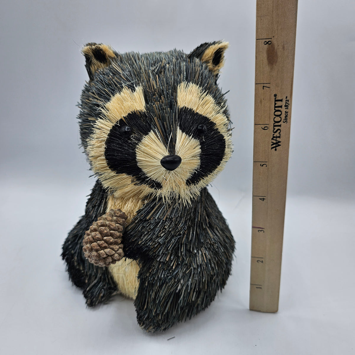 Rustic Sisal Raccoon with Pinecone Fall Decor