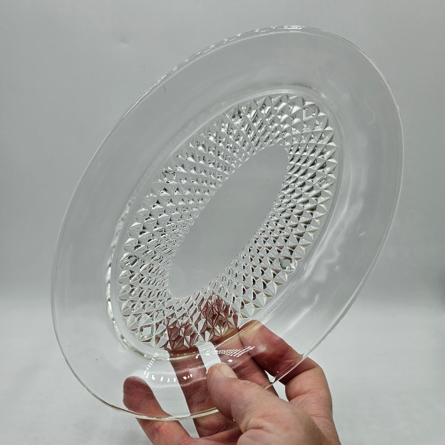 Vintage Indiana Glass Clear Diamond Point Dish