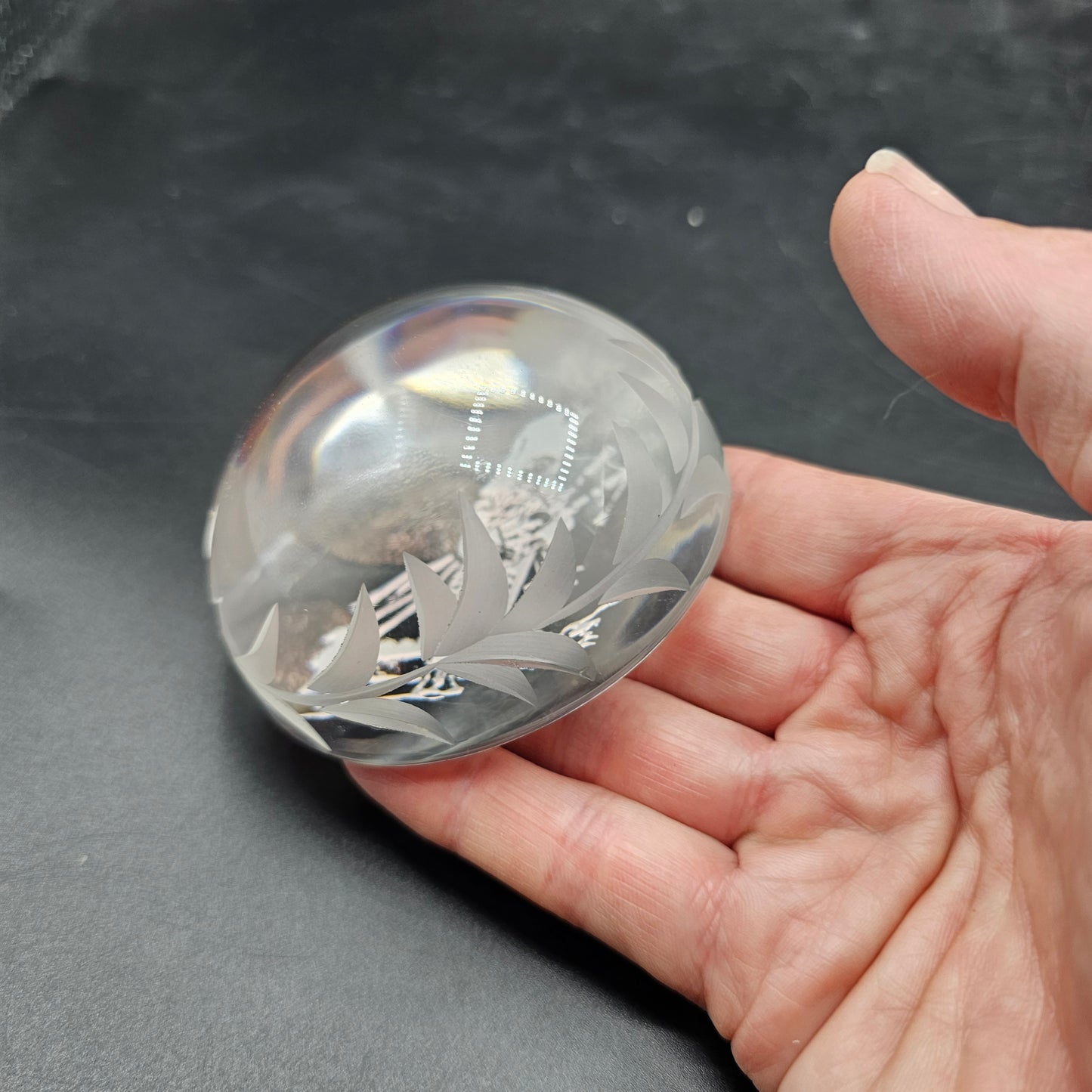 Vintage Edinburgh Crystal Scottish Bagpiper Magnifying Paperweight - Scotland 3"