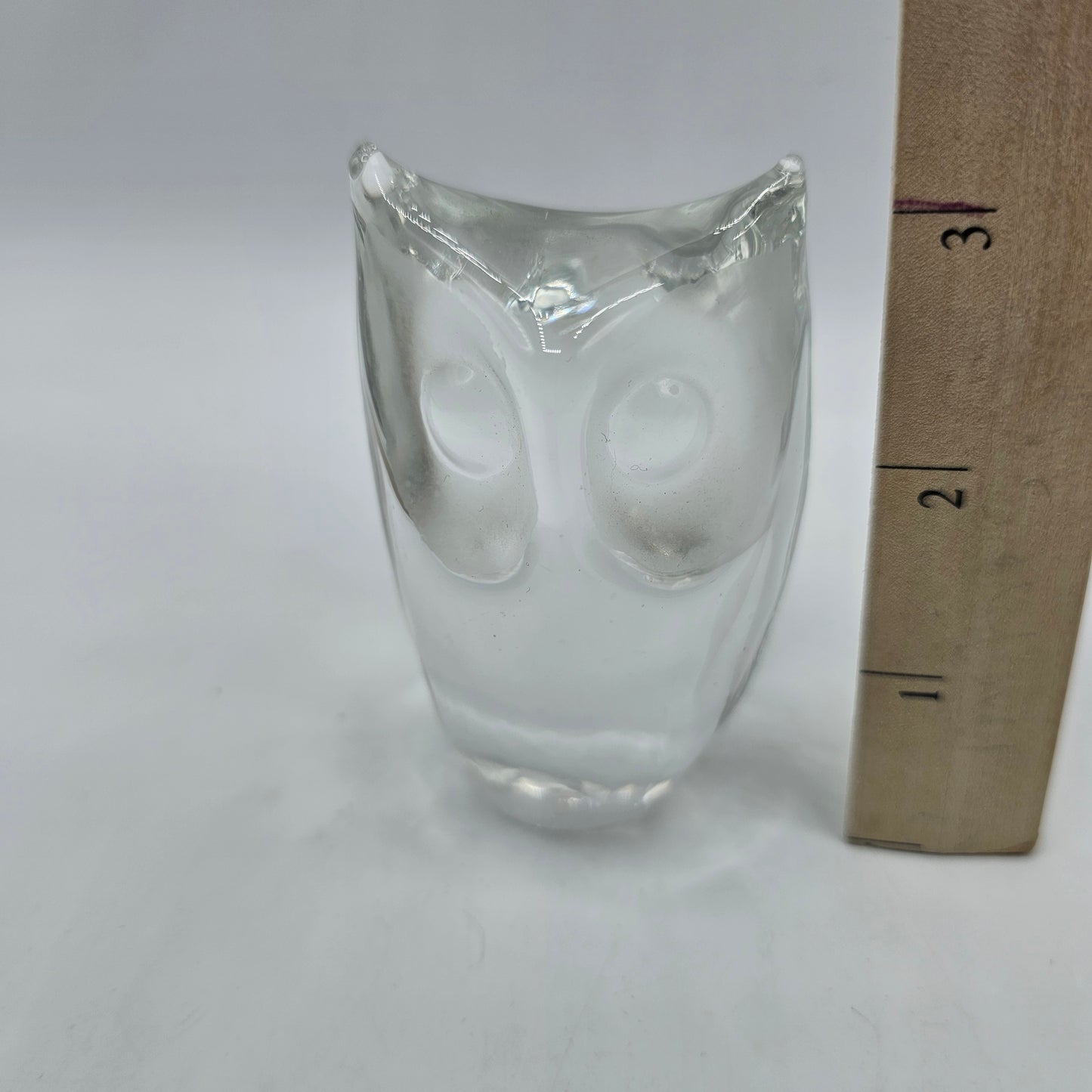 Vintage Swedish Art Glass Owl Paperweight Figurine