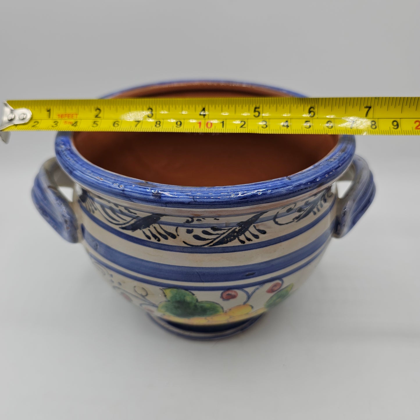 Maxcera Blue /White Floral Ceramic Planter