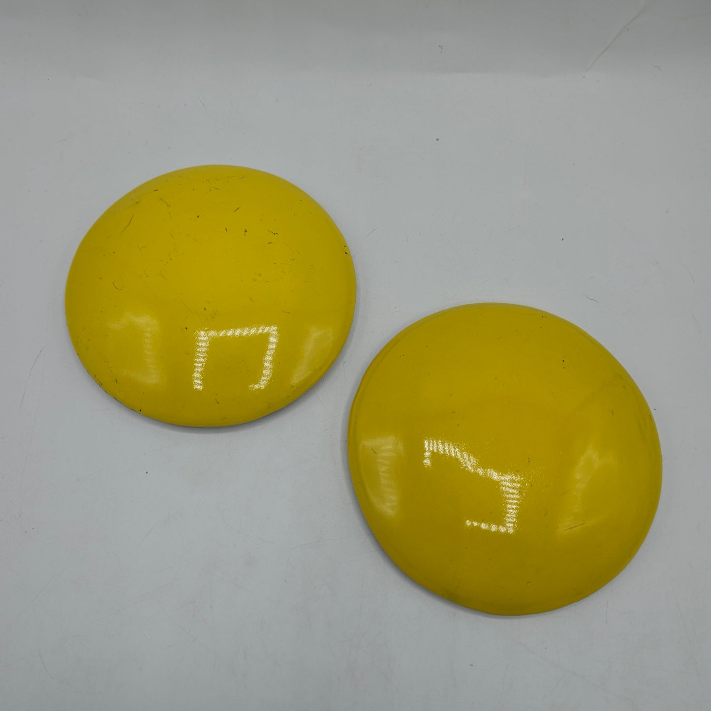 2 Yellow "Cats Eye" Ceramic Road Reflecters - 4" diameter