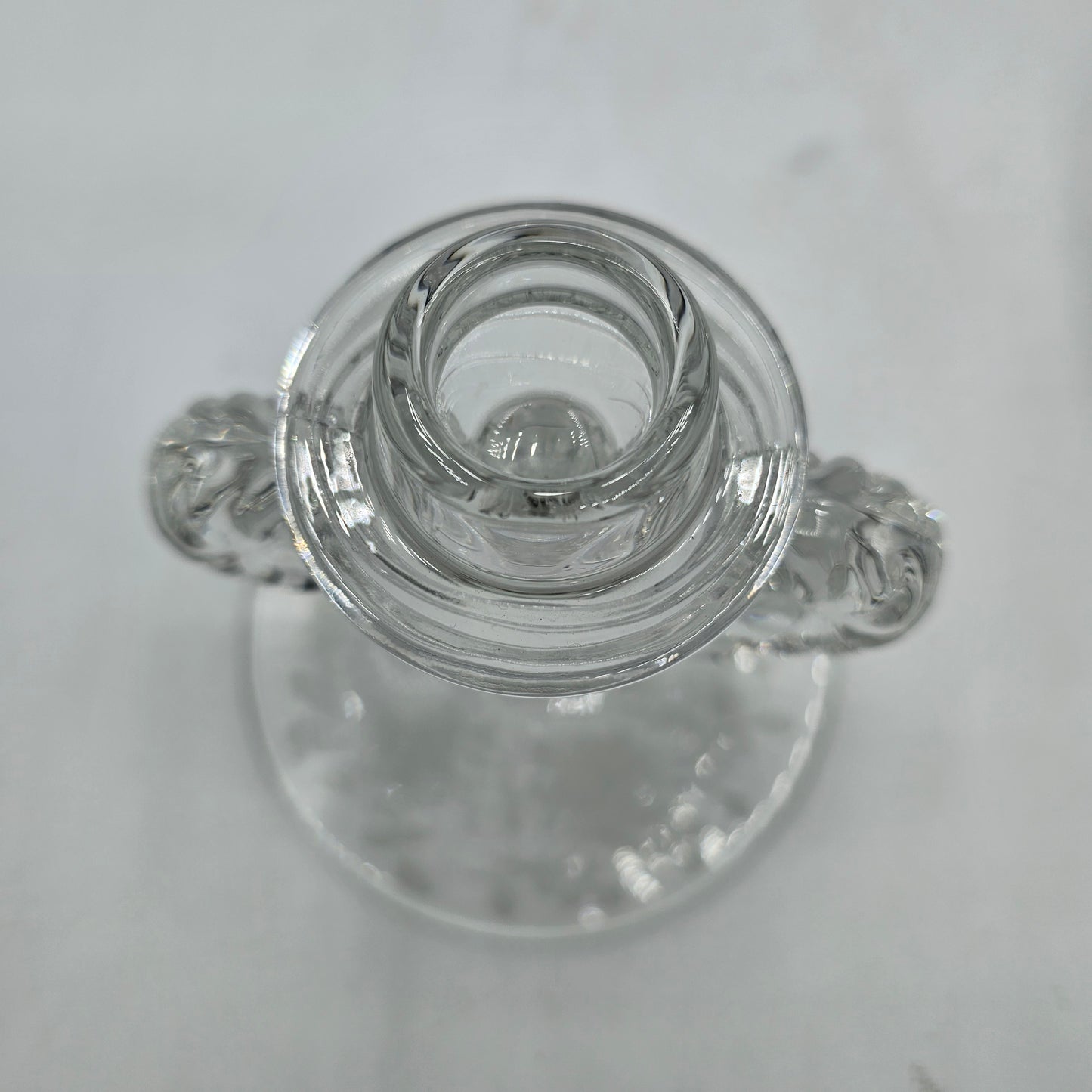 Vintage Fostoria Glass Taper Candlestick Candle Holder with Etched Roses - 4.5" tall for 1" Taper Candle