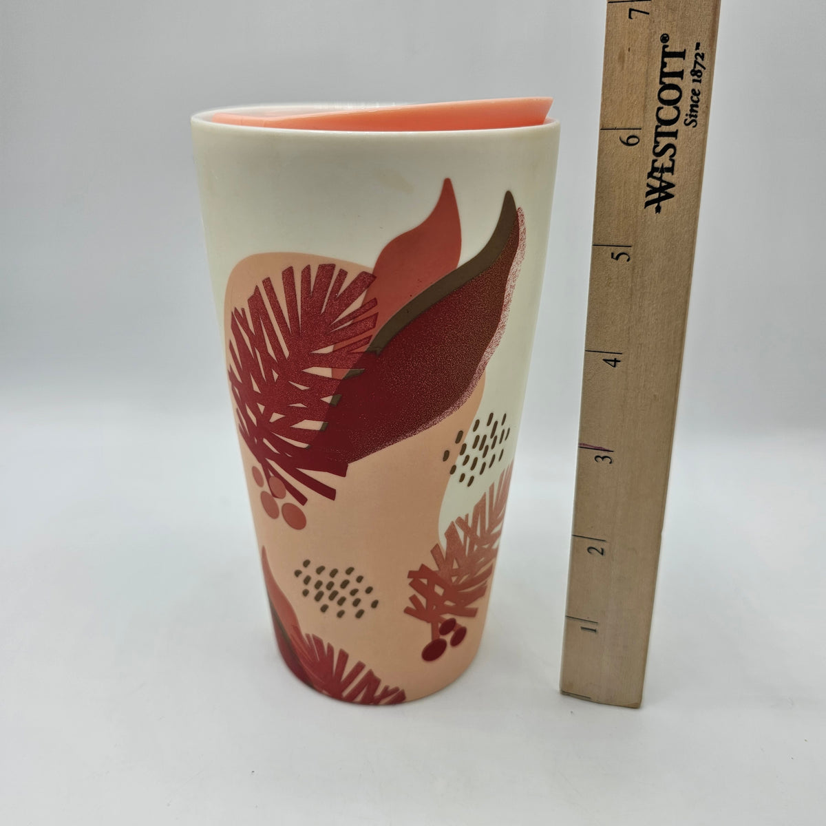 Starbucks Peach Pinecone Ceramic Travel Tumbler Mug with Lid 12oz - 2019