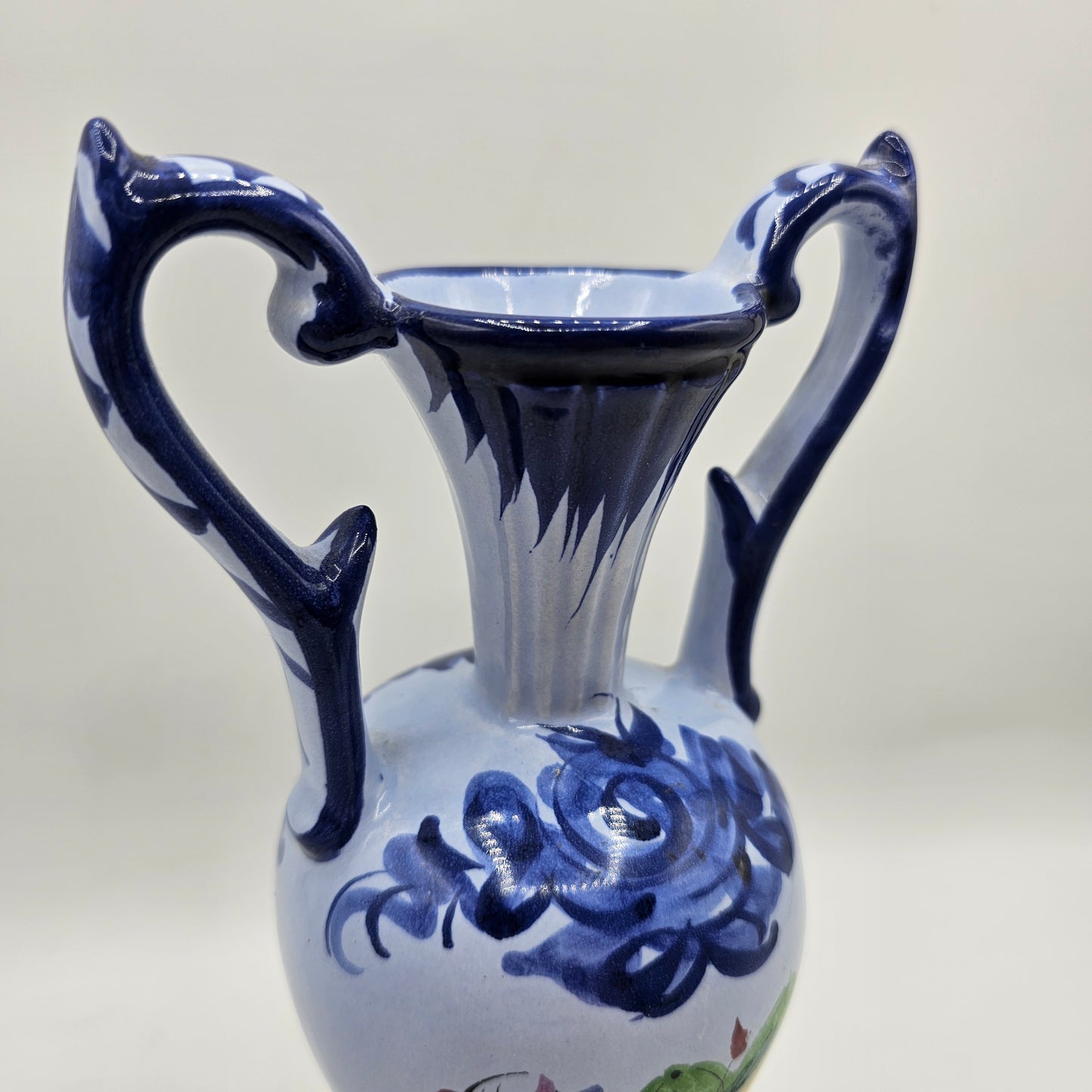 Blue Hand Painted Urn Style Vase - Made in Portugal