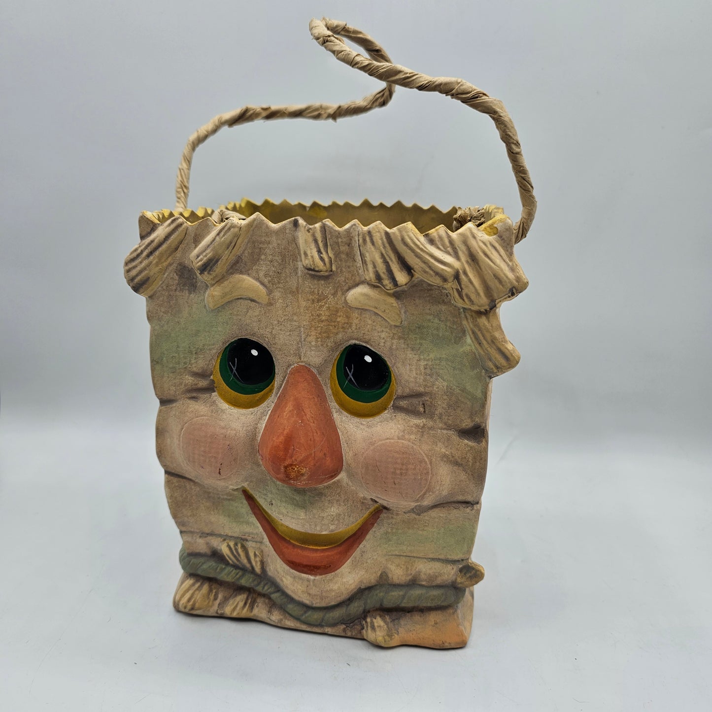 Fall Scarecrow Ceramic Paper Bag Candy Bowl or Candle Holder