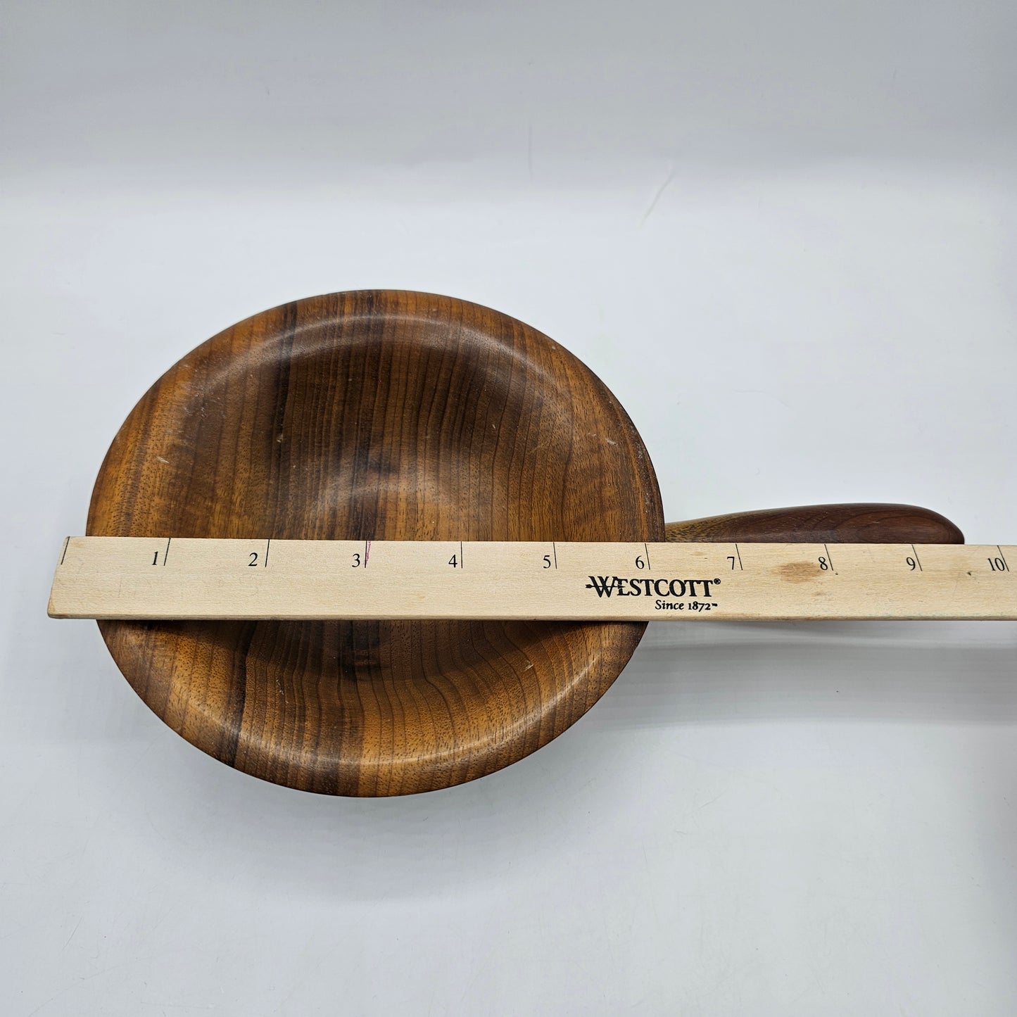 Vintage Turned Teak Wood Nut Bowl with Handle