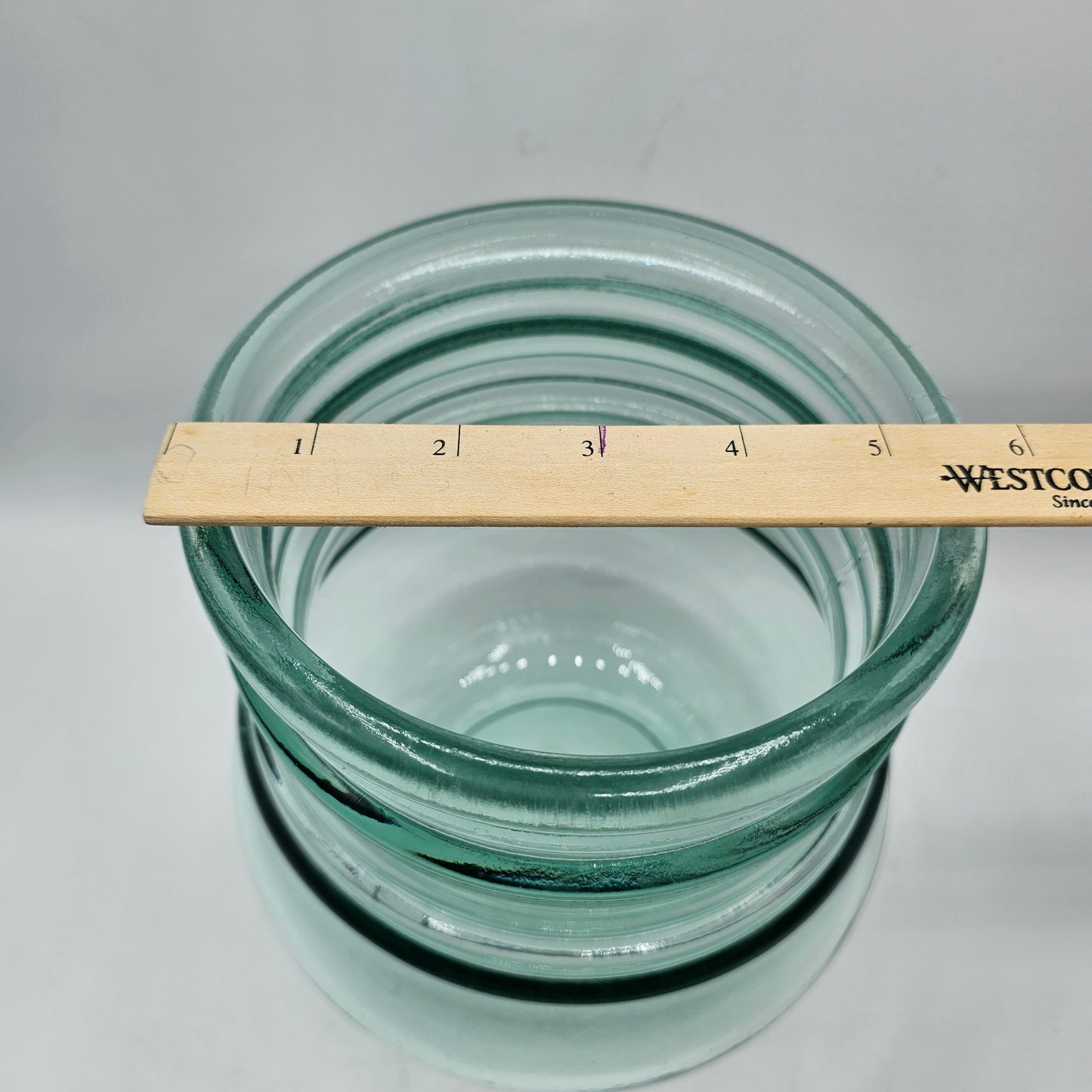Large Recycled Glass Vase /Candle Holder or Ornament Display with Ribbed Top