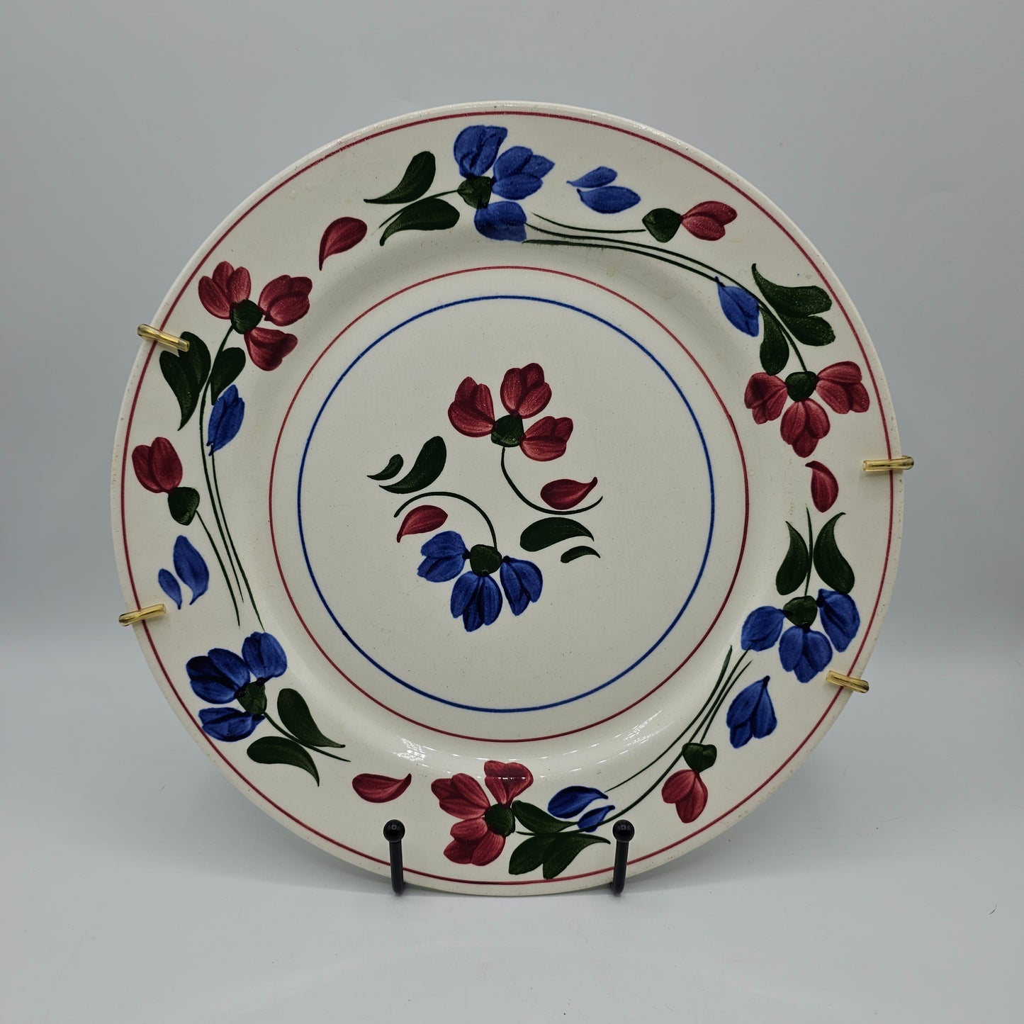 Southern Potteries Floral Plate with Gold Wall Hanger