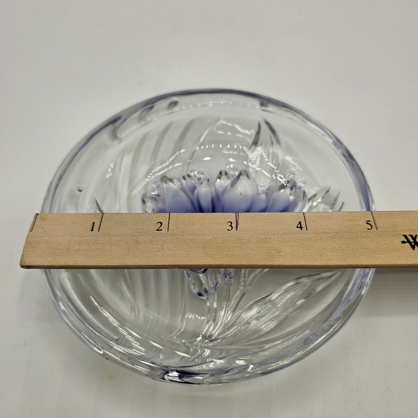 Blue Freesia / Lily Round Glass Trinket Dish by Mikasa