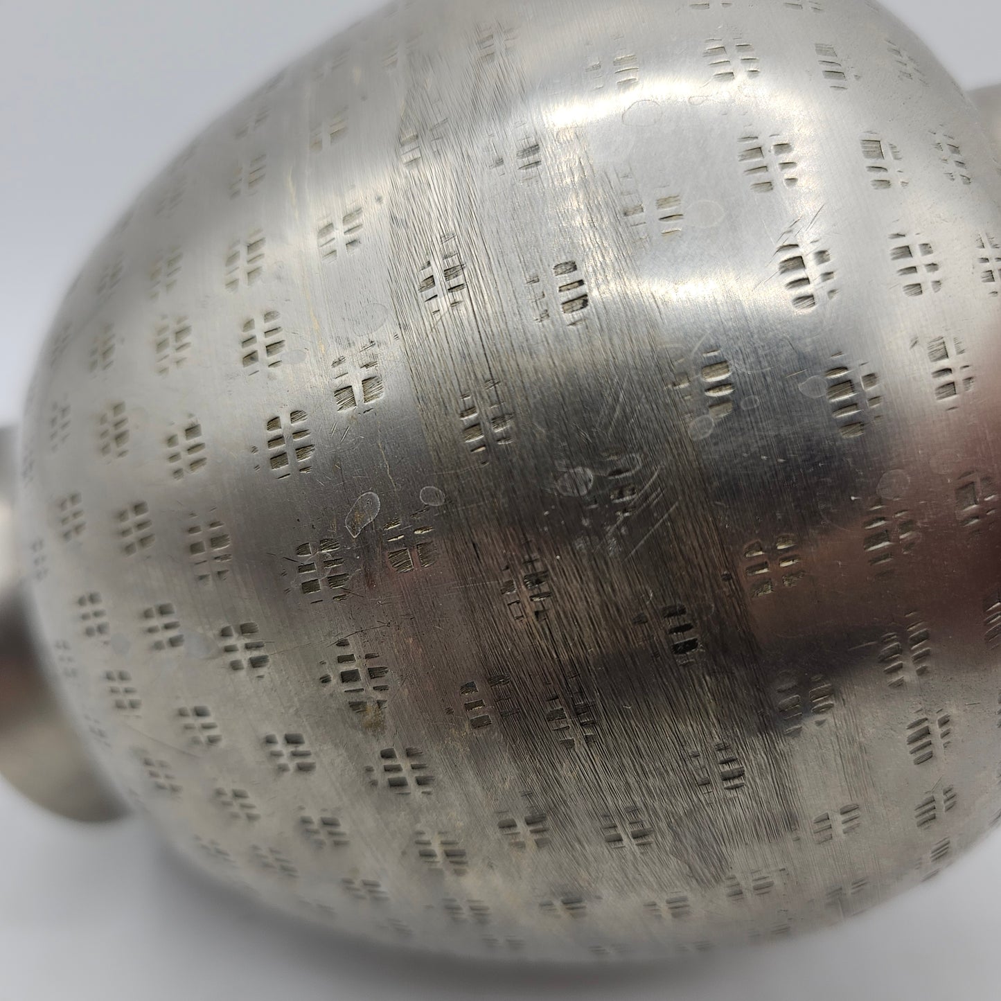 Vintage Silver Tone Metal Vase with Etched Design