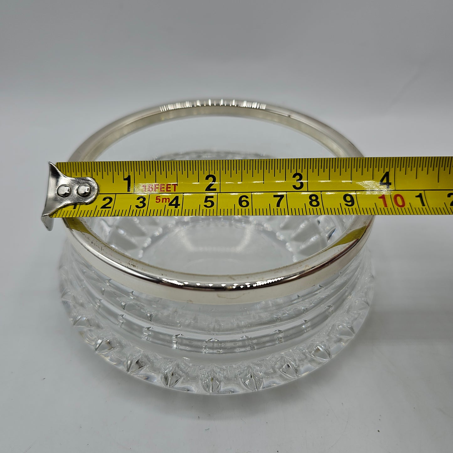 Crystal Trinket Bowl With Silver Plaited Rim
