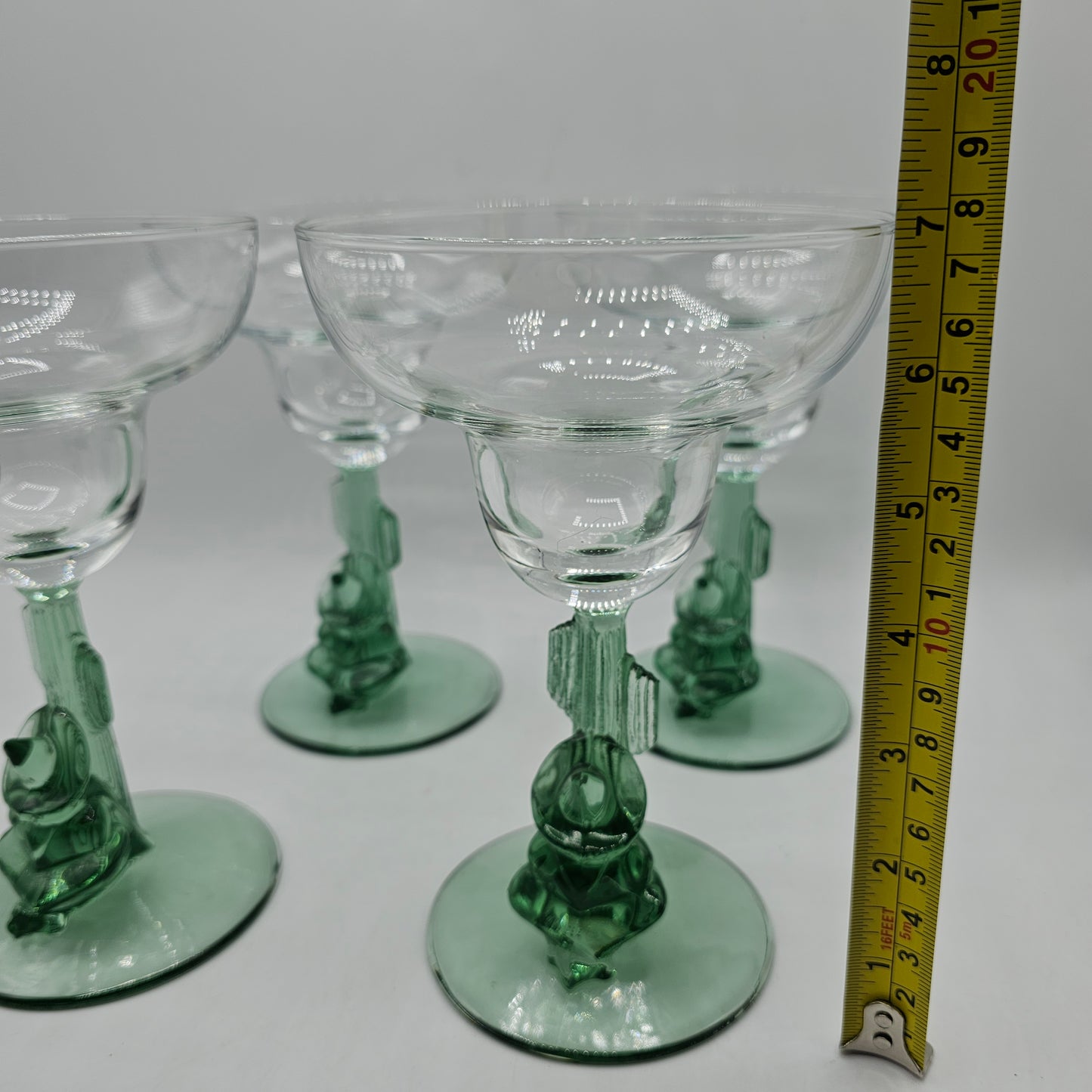 Vintage Anchor Hocking Cactus Stem Margarita Glasses - Set of 4 - 7" tall