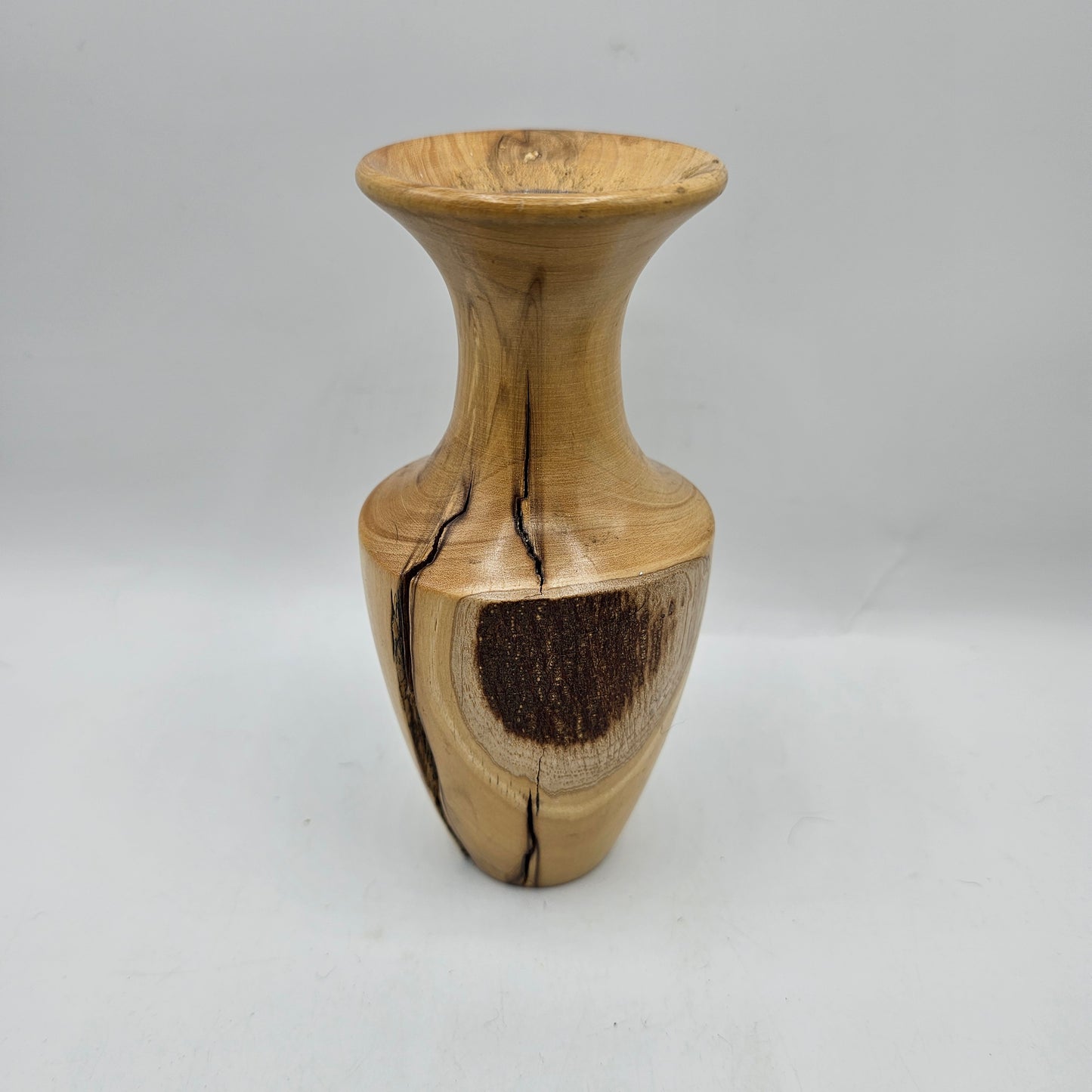 Turned Wood Vase with Glass Insert