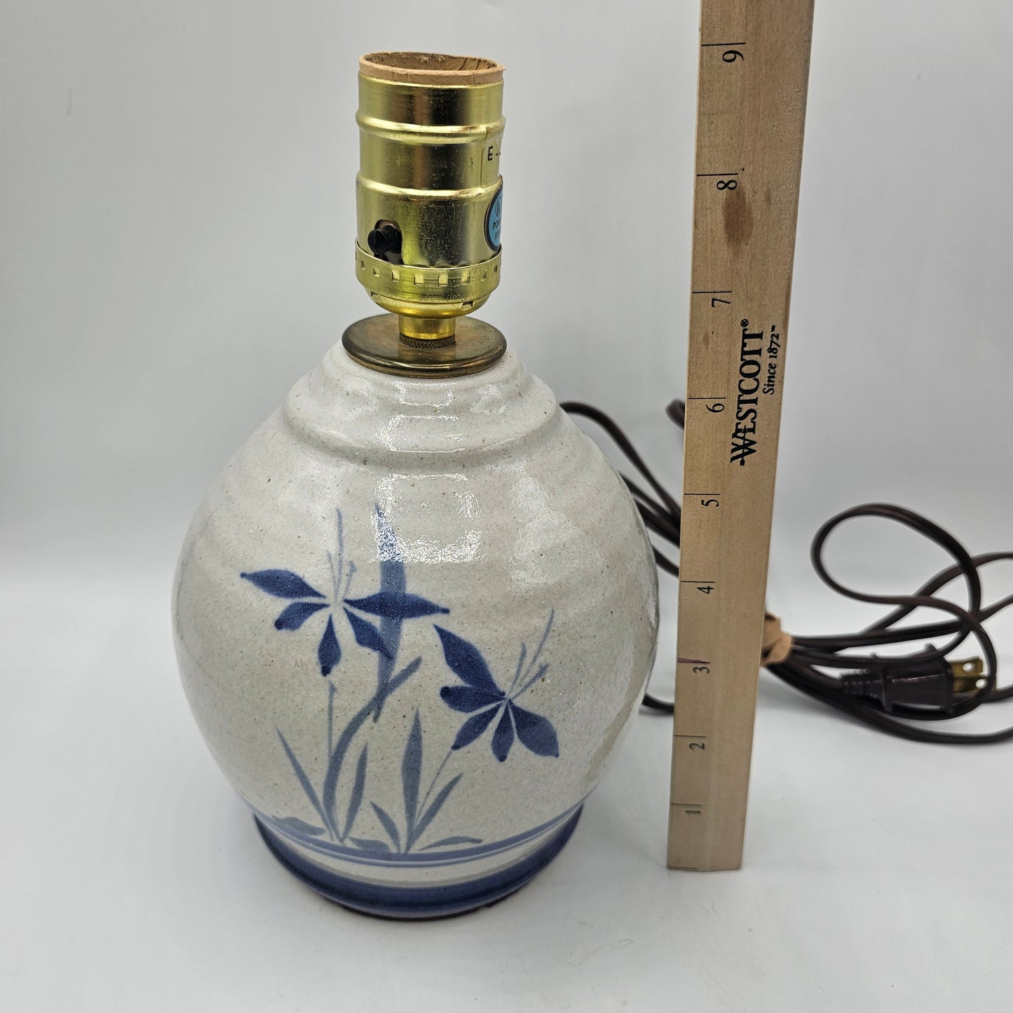 Glazed Pottery Table Lamp with Iris Flower Design - #2