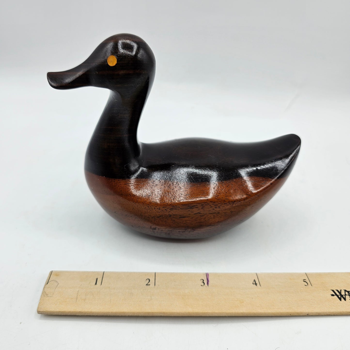 Vintage Carved and Polished Wooden Duck Figurine