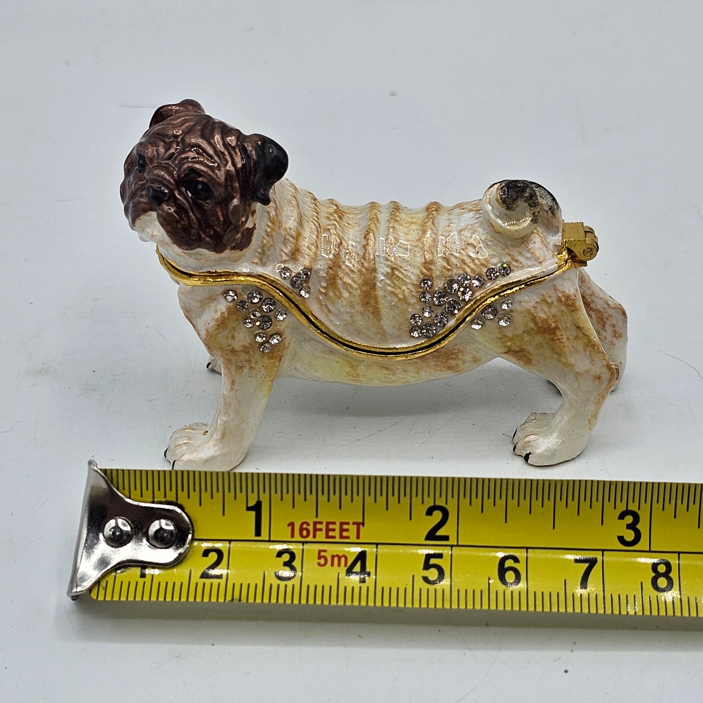 Bulldog Enameled Metal Trinket Box with Hinged Lid #1