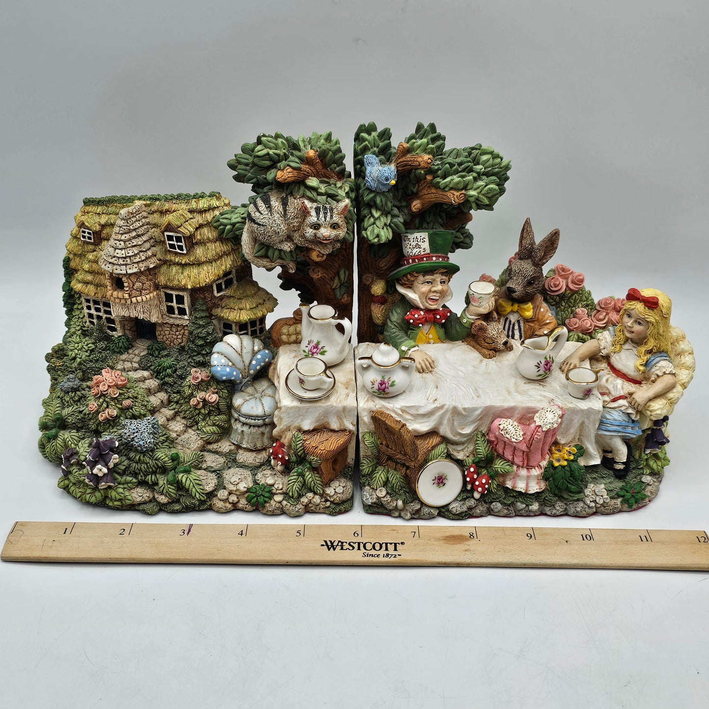 Alice in Wonderland Bookends - The Mad Hatter's Tea Party - Smithsonian Institute, Limited Edition, Signed