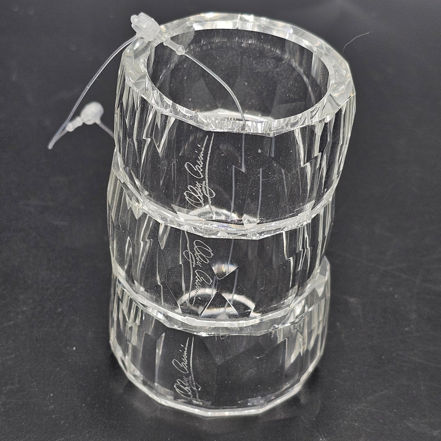 Oleg Cassini Faceted Crystal Napkin Rings - Set of 3