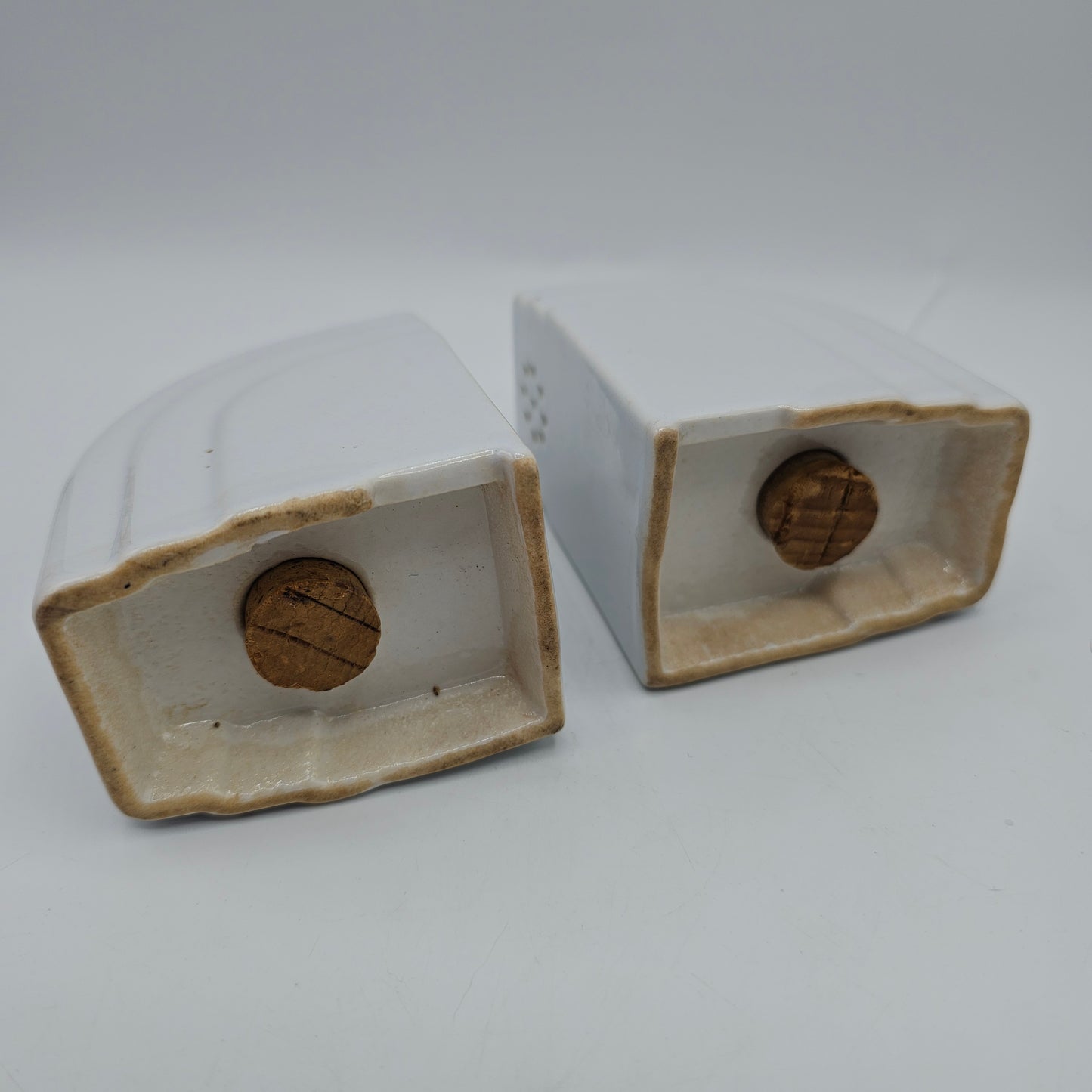 Vintage Hand Painted Mid Century Salt and Pepper Shakers with Cork Stoppers - Red Flowers