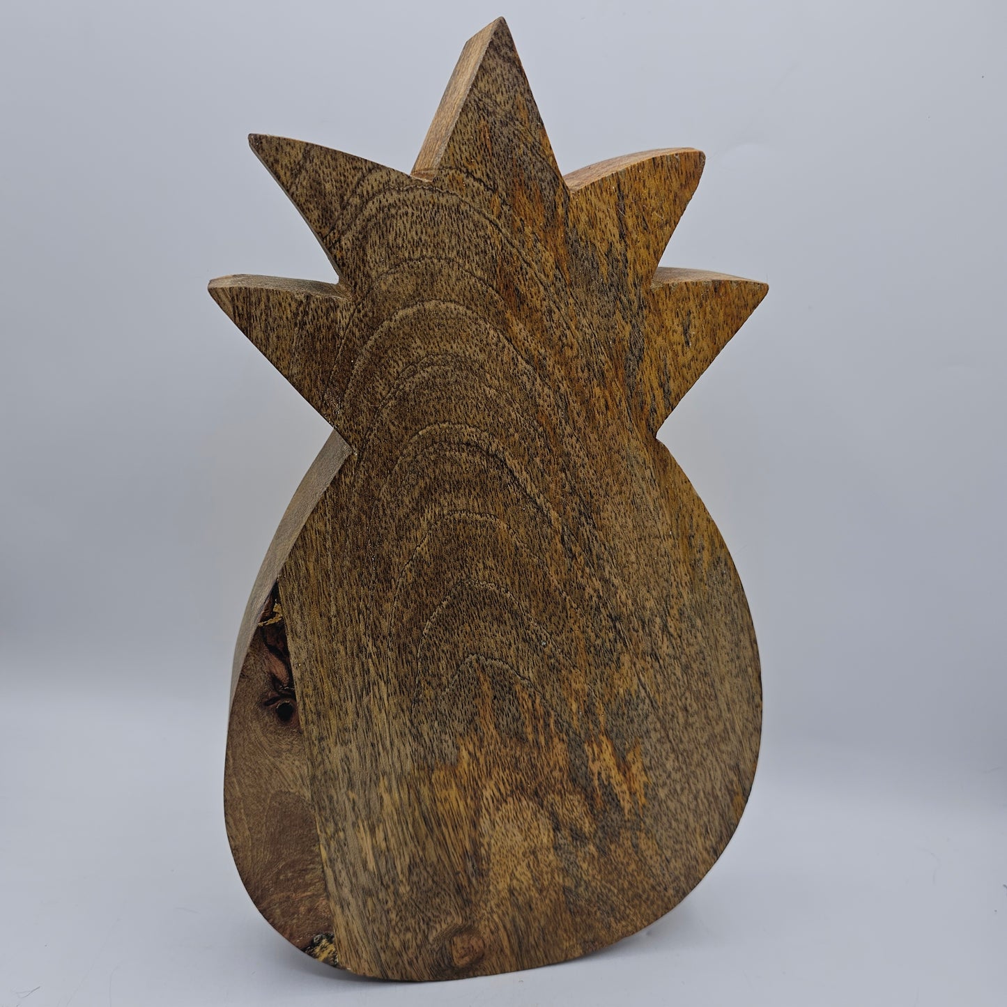Wooden Pineapple Trinket or Candy Tray with Enameled Yellow Indents