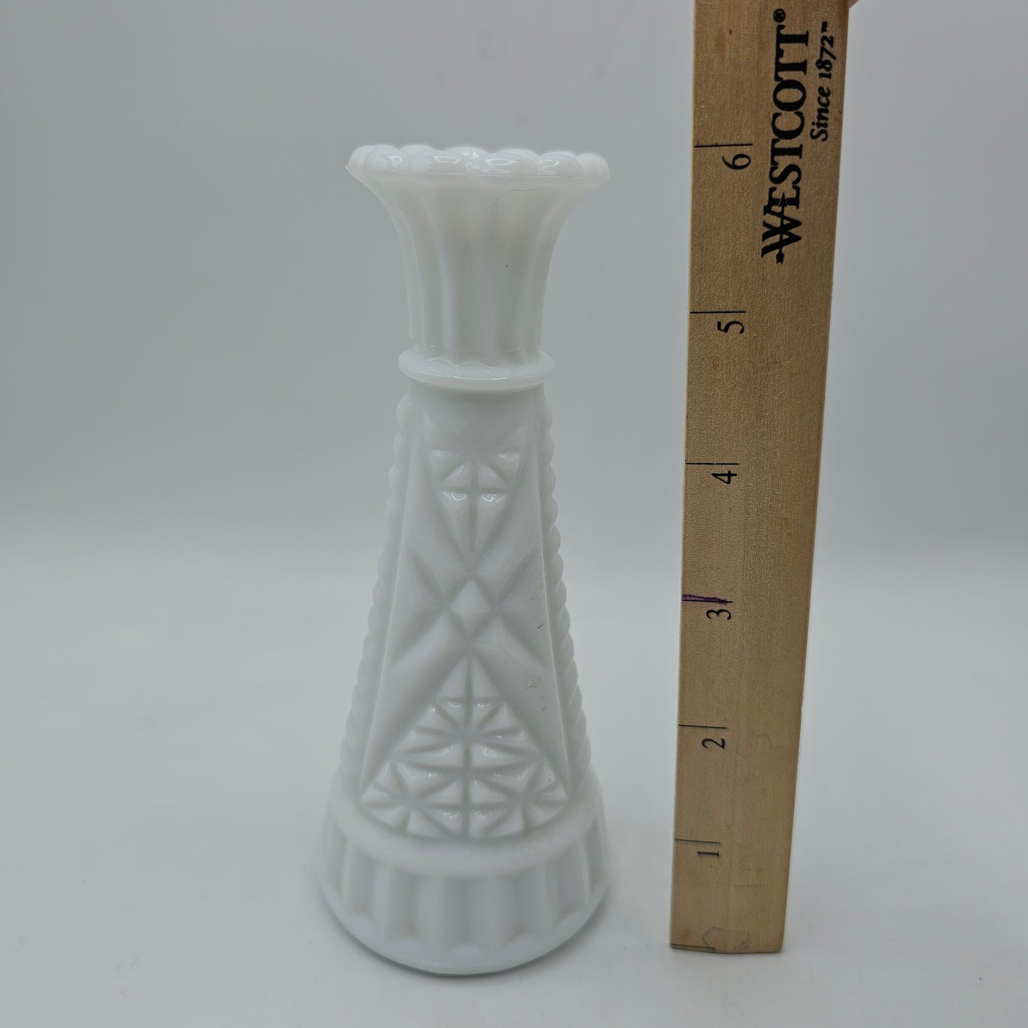 Vintage Petal Top Milk Glass Vase