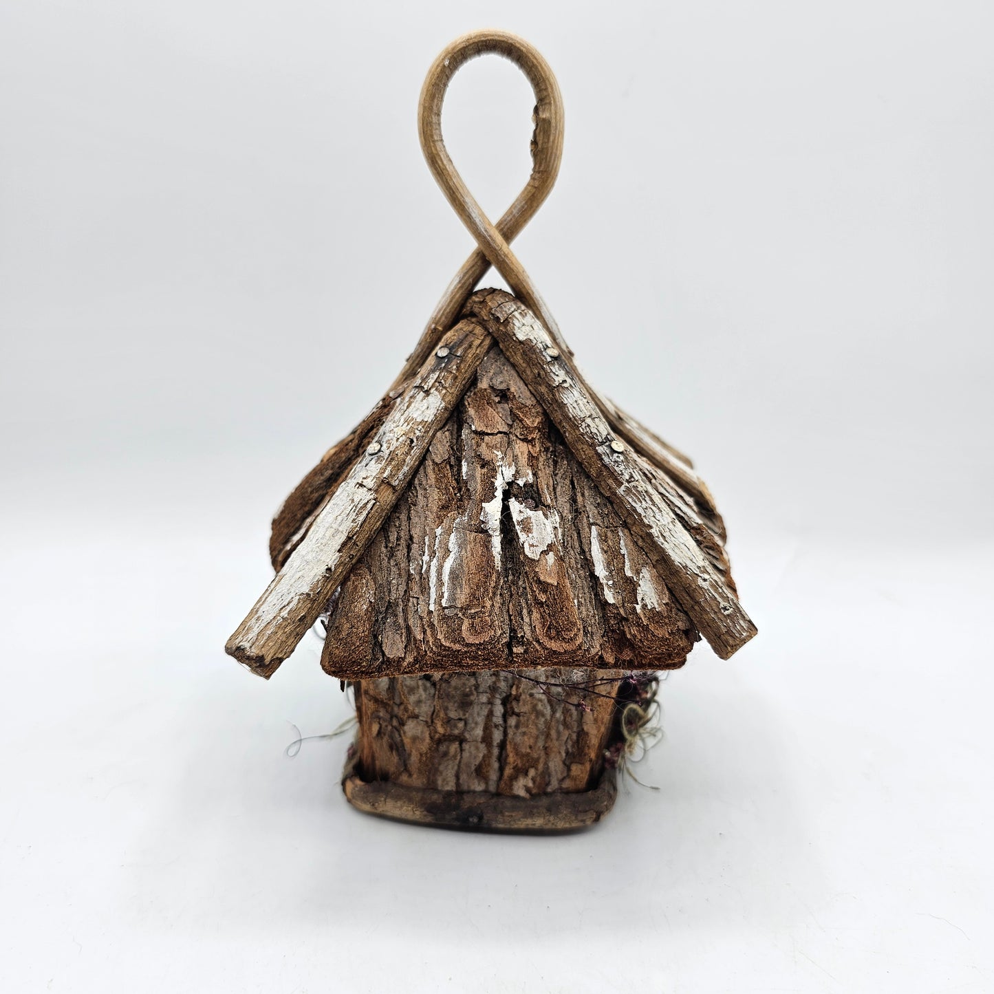 Handmade Decorative Drift Wood and Moss Birdhouse with Bird