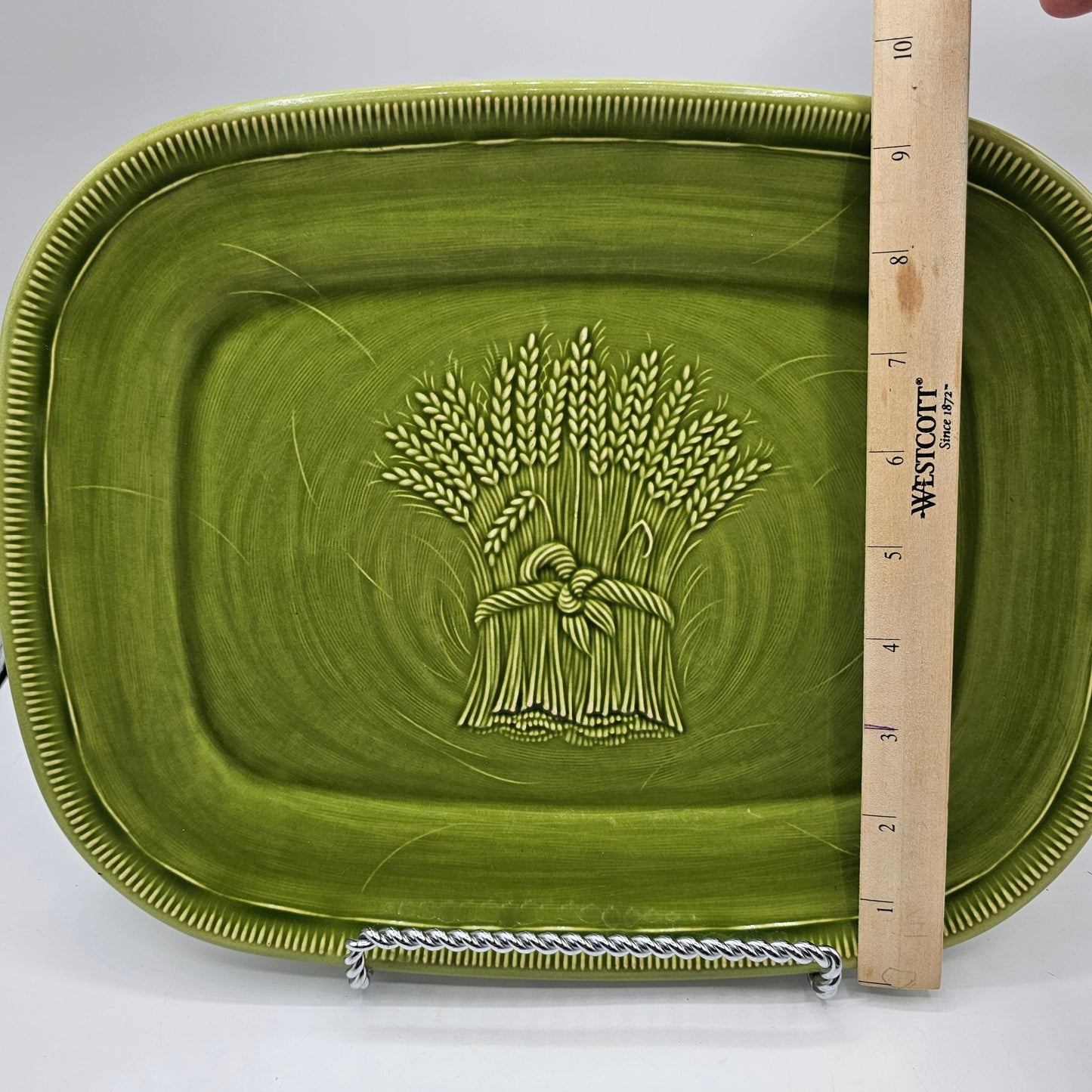 Franciscan Green Wheat Sheaf Ceramic Serving Platter Dish / Fall Decor