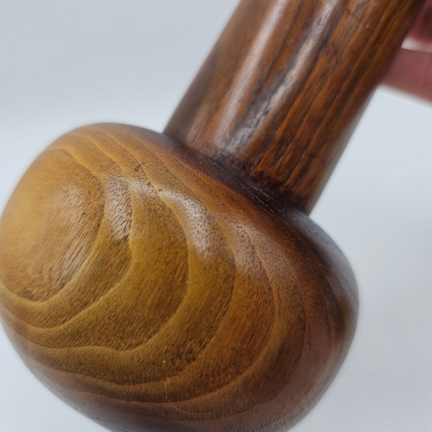 Vintage Turned Wood Taper Candle Holder or Vase Artist Signed