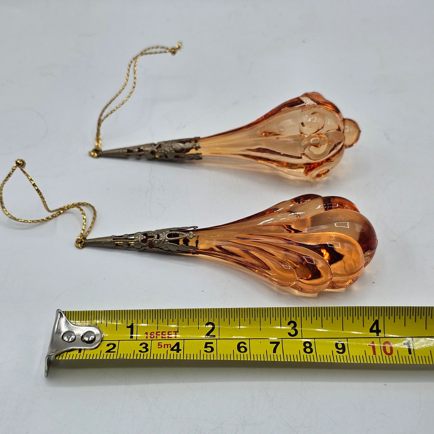Amber Resin With Brass Ornament-Set Of 2