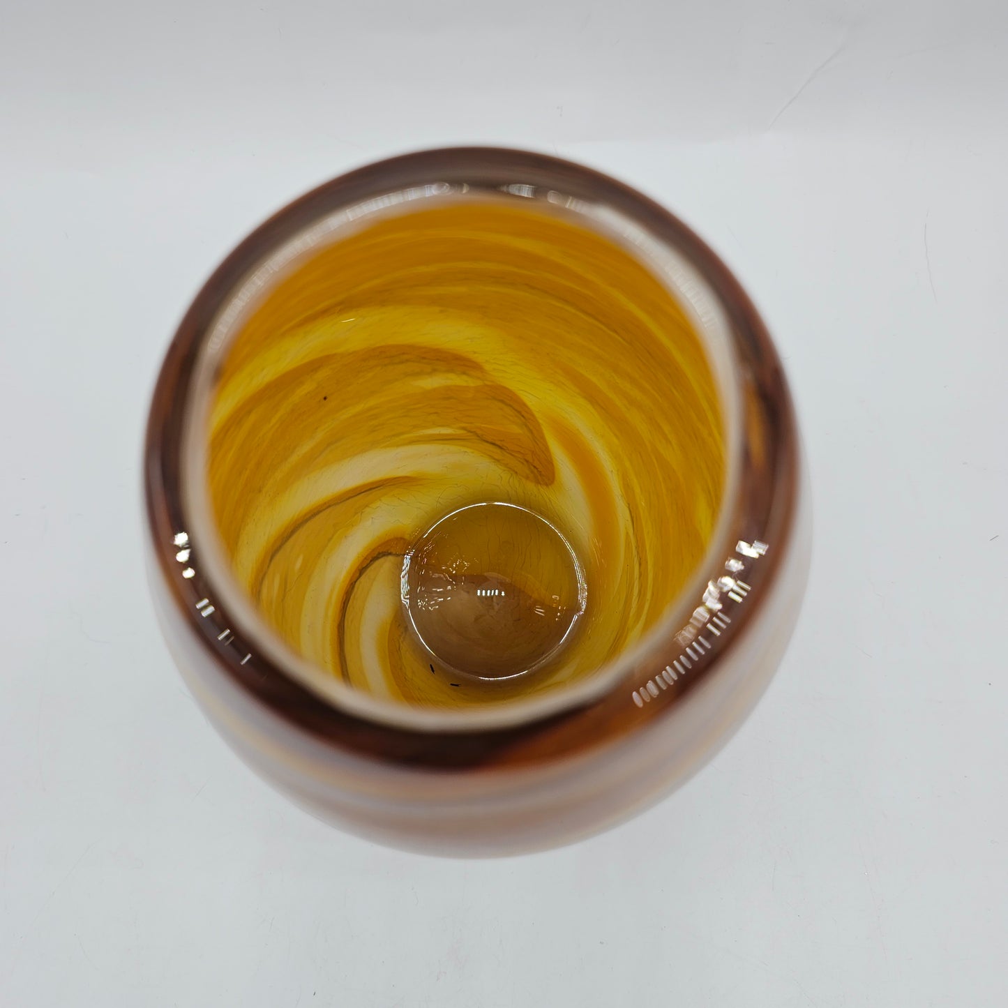 Anchor Bend Glassworks Mooring Votive Amber Swirl Candle Holder - Signed