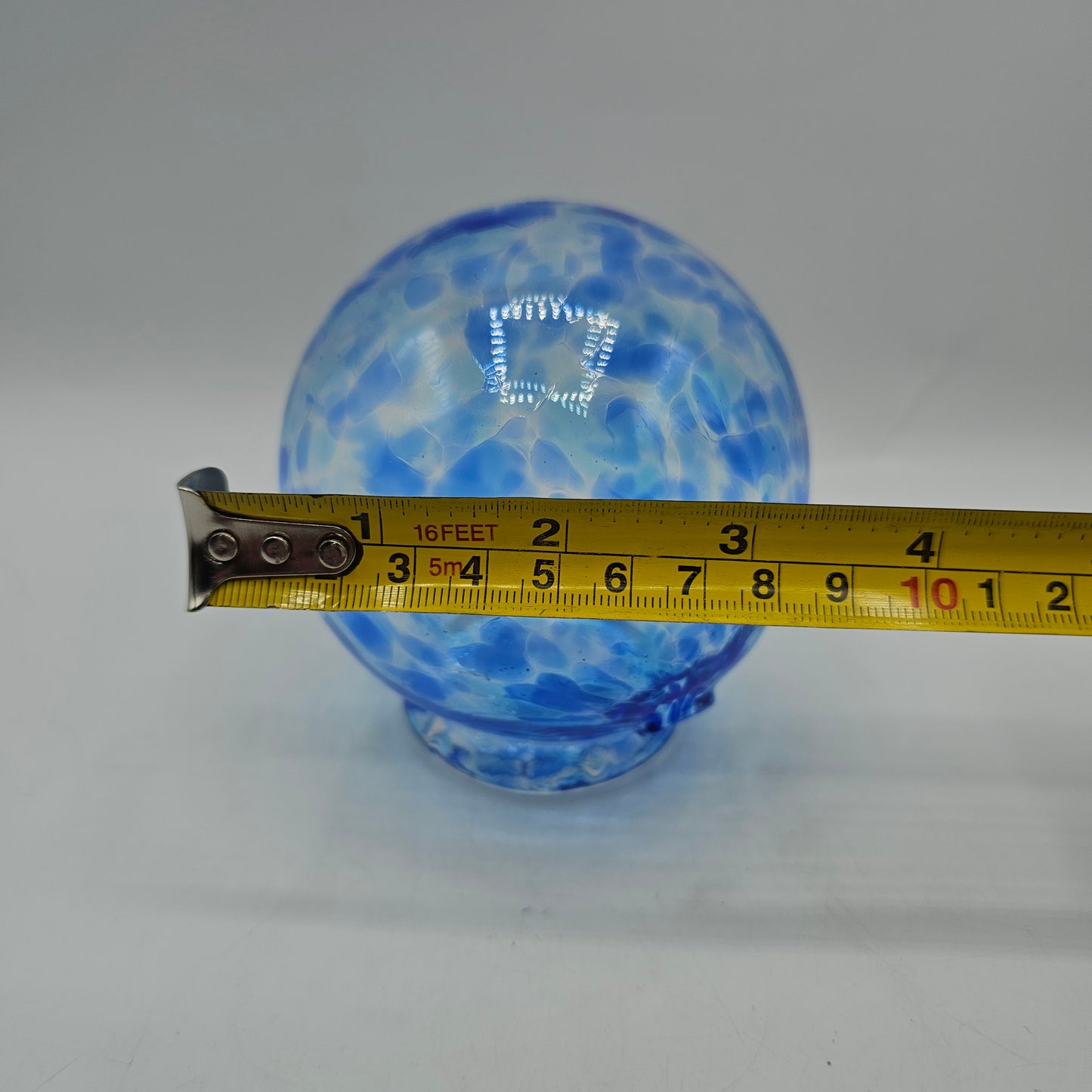 Hand Blown Blue Swirled Glass Wishing Ball for Rolled Paper Wishes