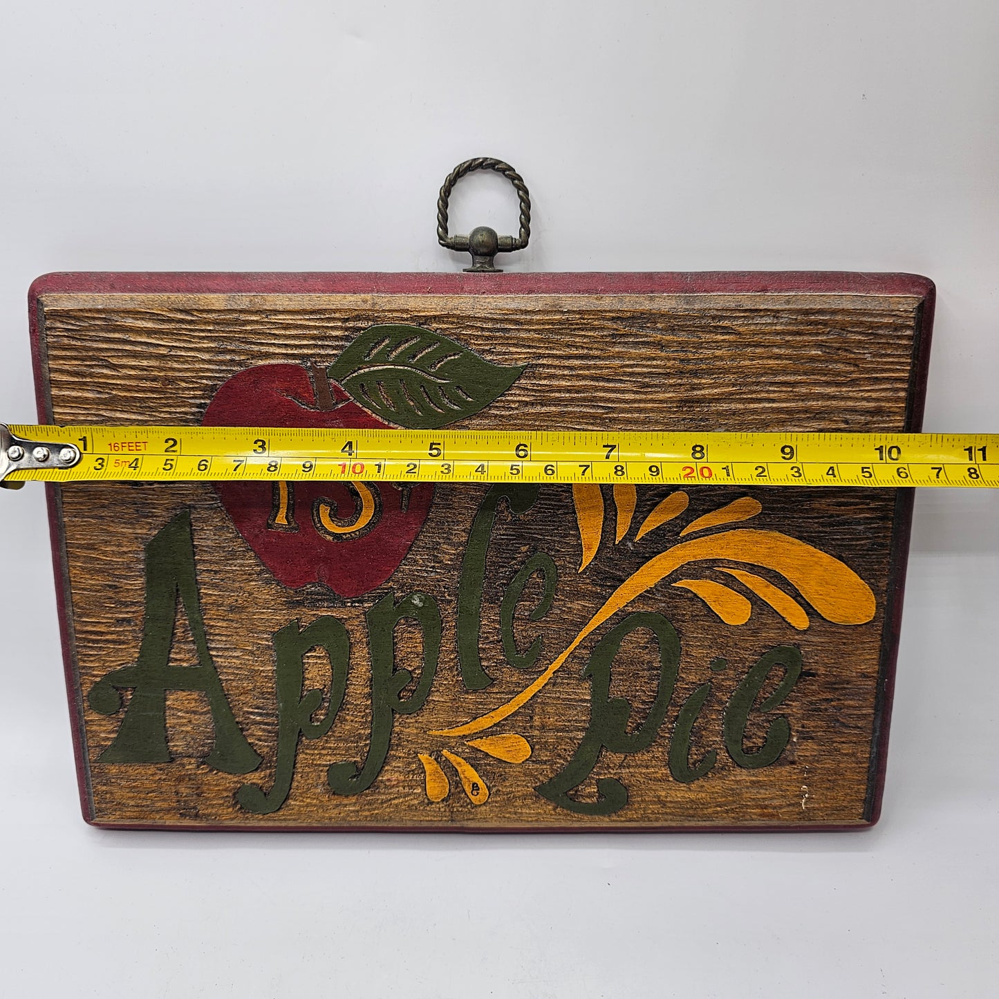 Carved Wood Apple Pie Wall Decor Sign