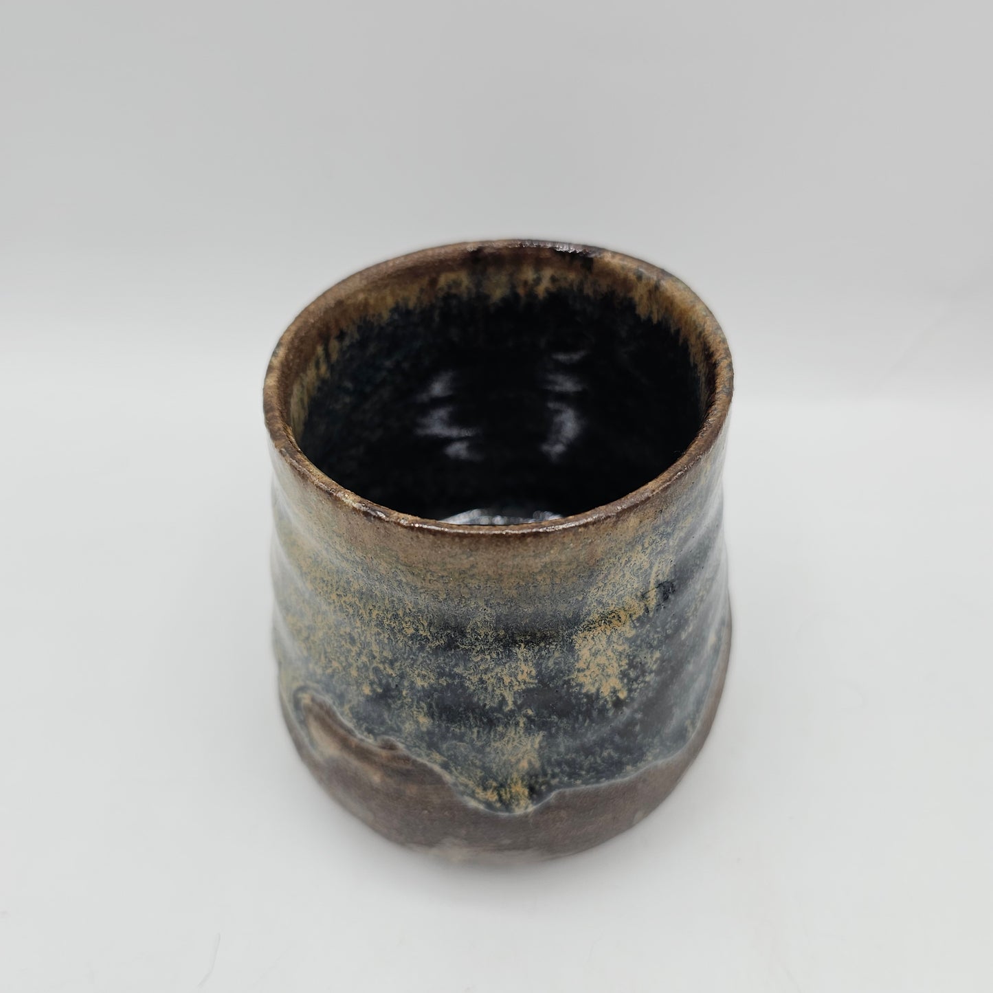 Artisan Pottery Blue and Brown Drip Glazed Cup or Holder
