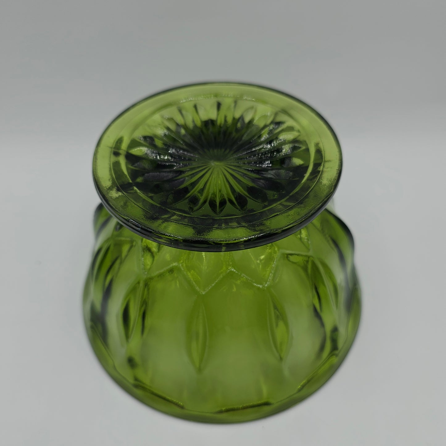 Indiana Glass Green Thumbprint Pedestal Bowl