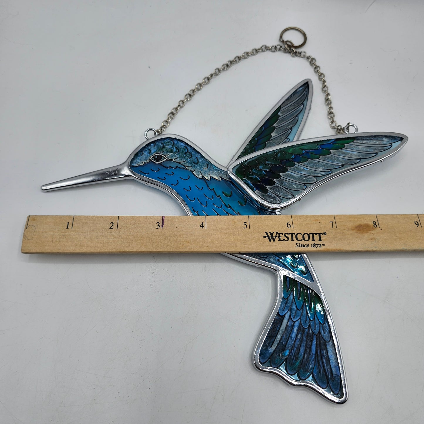 Amia Handpainted Glass Hummingbird Suncatcher with Chain and Ring for Hanging