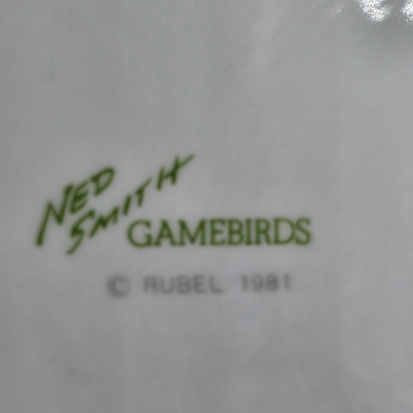 Vintage Ned Smith Ceramic Trinket Tray with Pheasant by Rubel 1981
