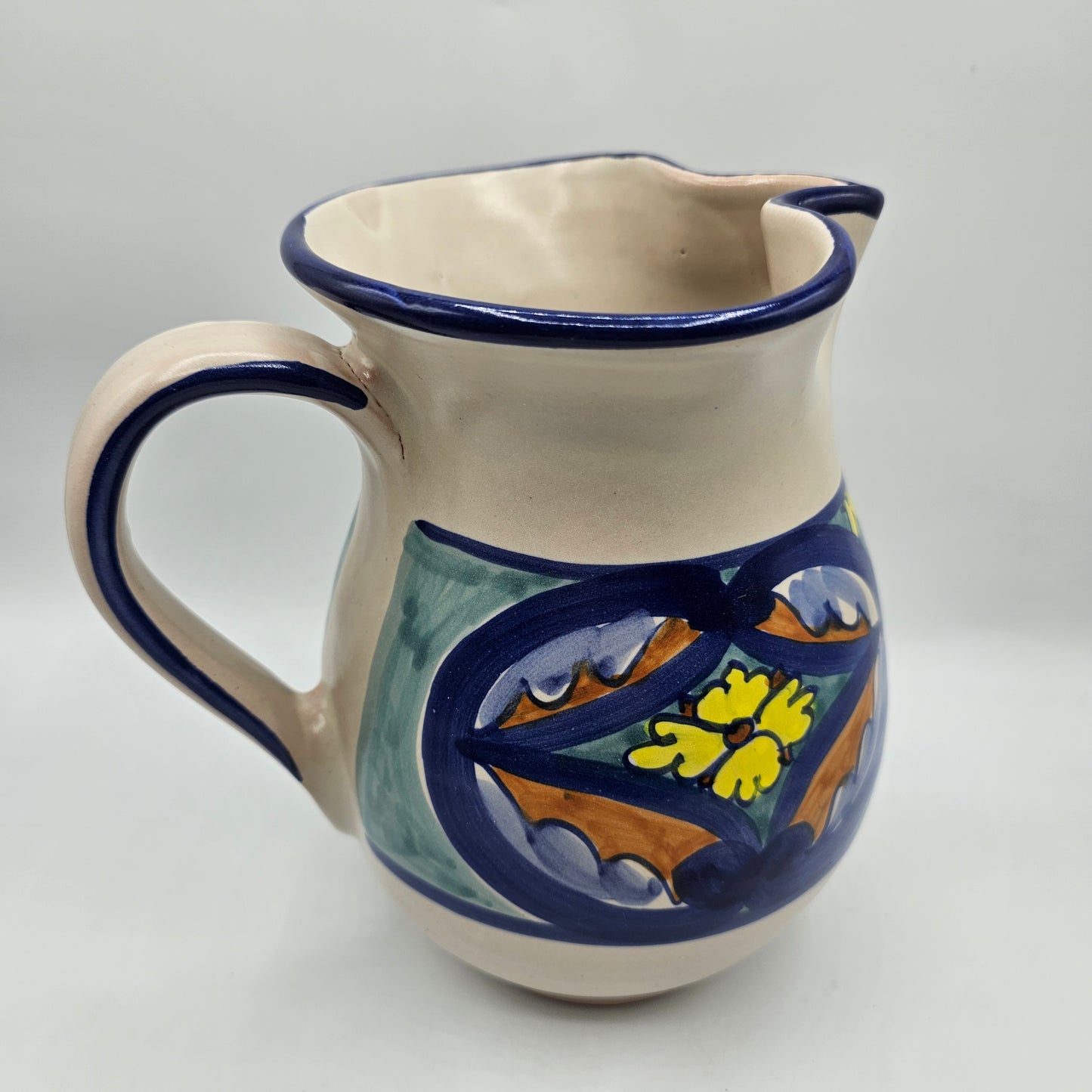 Hand Painted Ceramic Pitcher with Ice Lip - Made in Italy