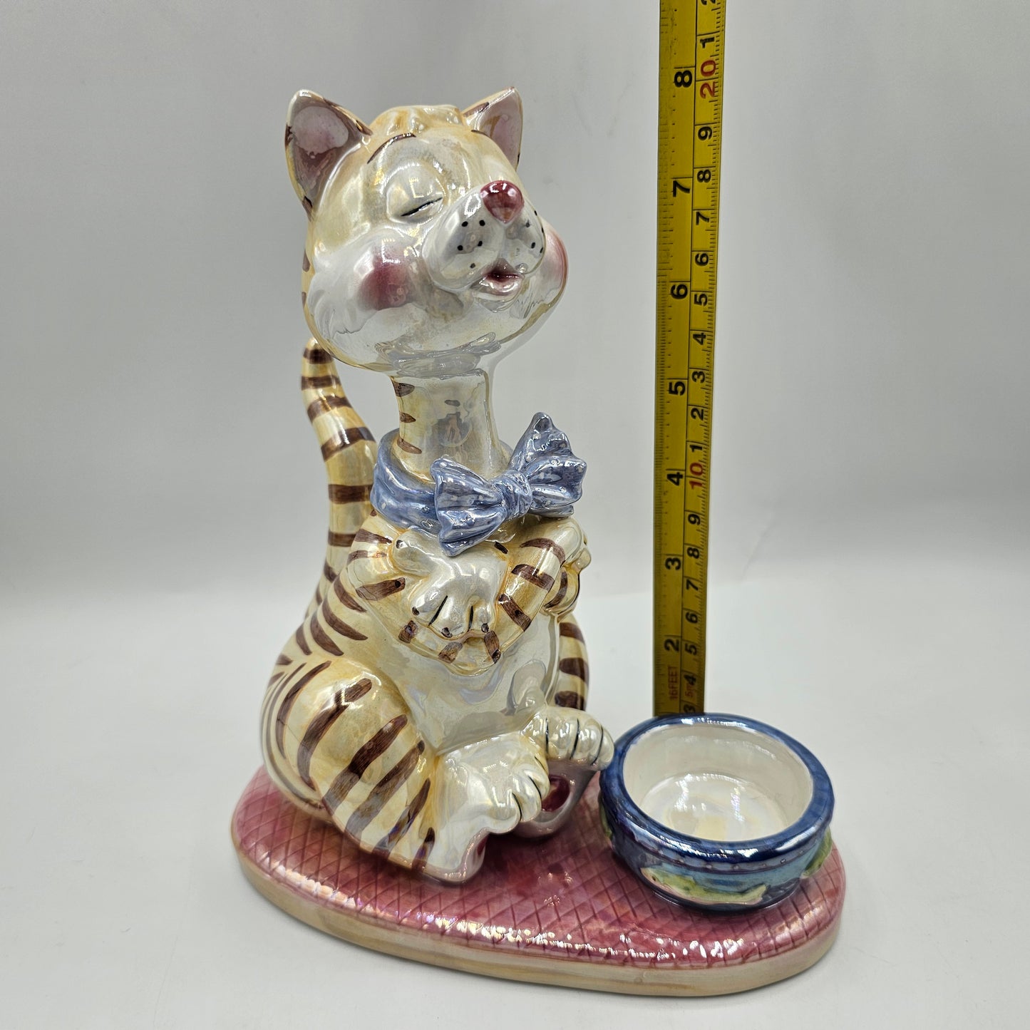 Tabby Cat Trinket Dish with Lusterware Finish by Herco